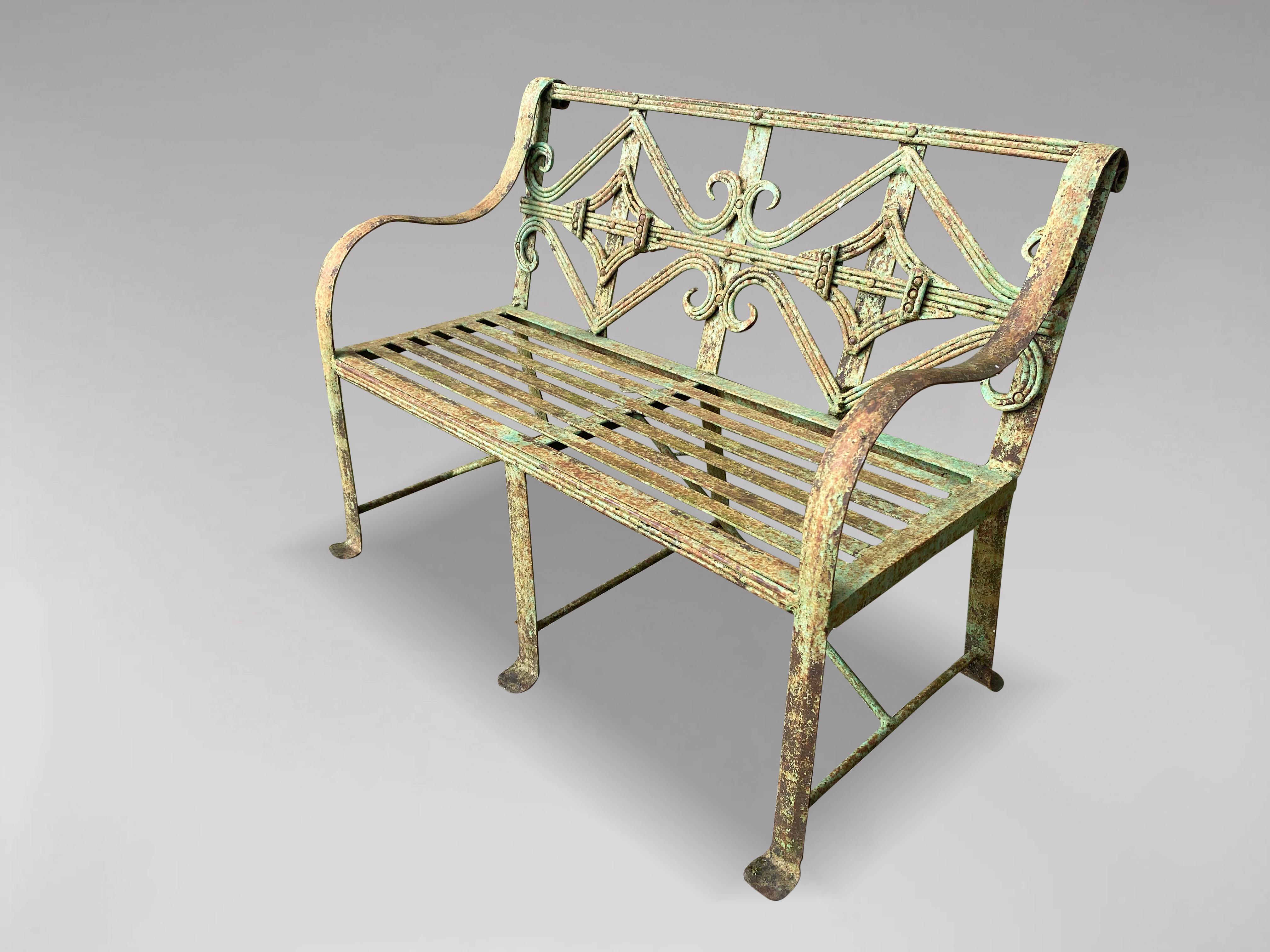 Hand-Crafted 19th Century Green Painted Wrought Iron Child's Garden Suite