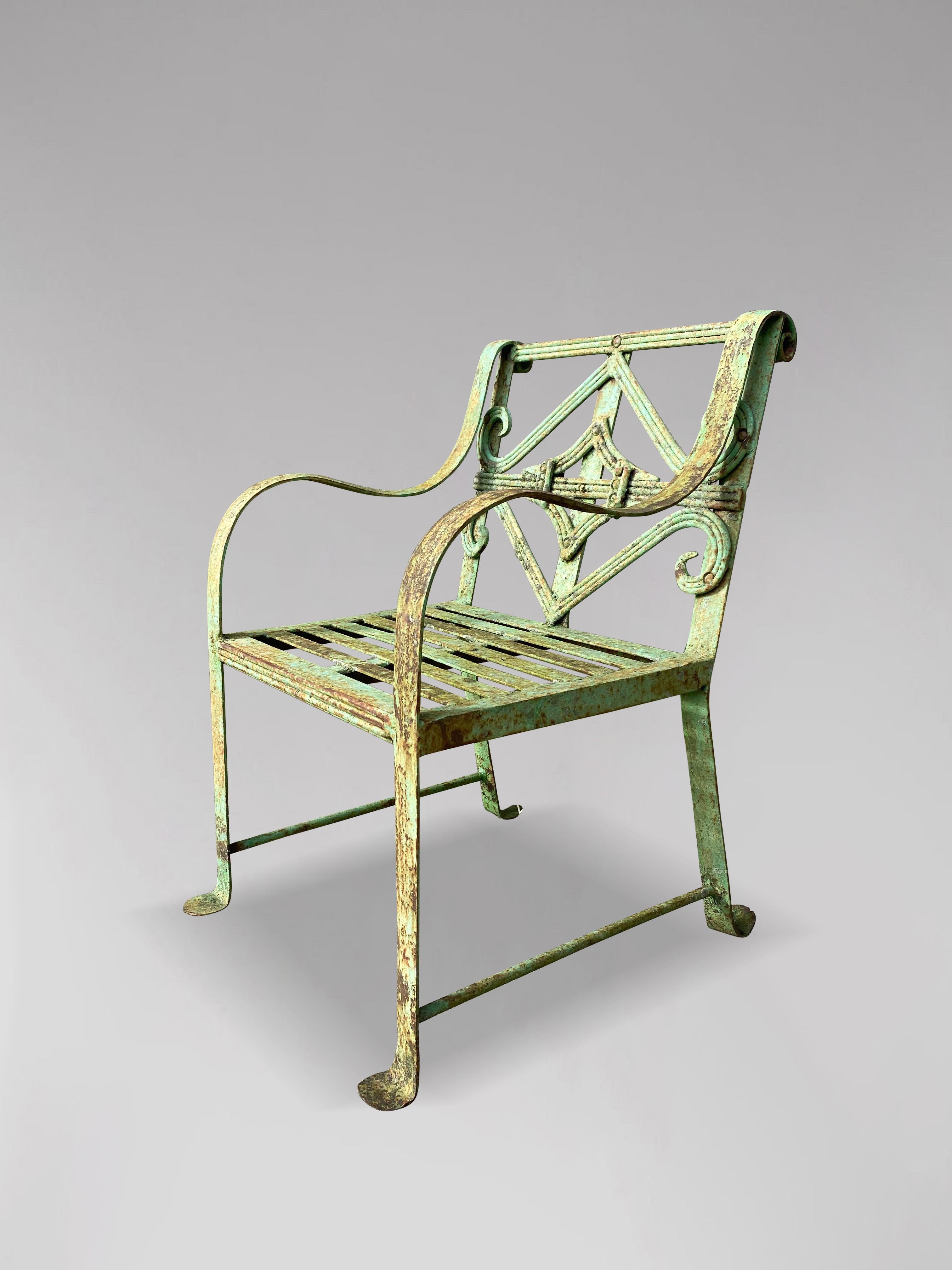 19th Century Green Painted Wrought Iron Child's Garden Suite In Good Condition In Petworth,West Sussex, GB