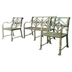 19th Century Green Painted Wrought Iron Child's Garden Suite