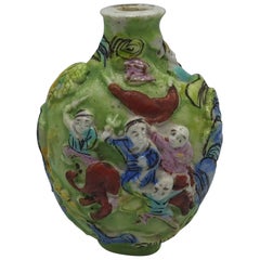 19th Century Green Polychrome Sculptural Snuff Bottle