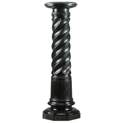 19th Century Green Solid Marble Pedestal in Baroque Style