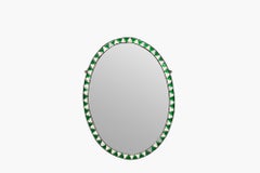 19th Century Green & White Waterford Mirror