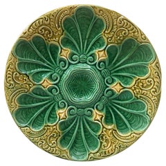19th Century Green & Yellow Majolica Oyster Plate