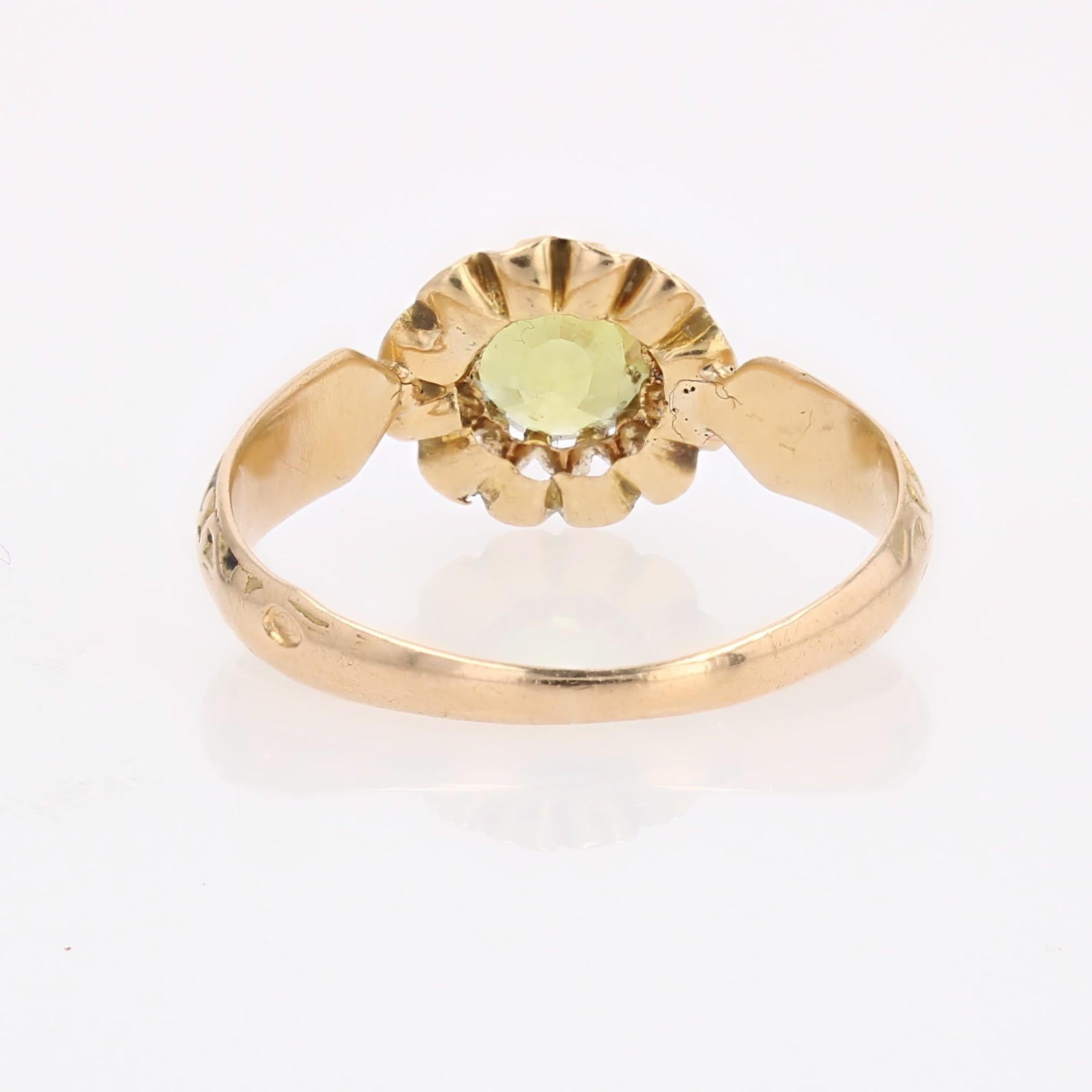 Bague en or rose 18 carats émaillée de saphirs verts et jaunes du 19e siècle en vente 7