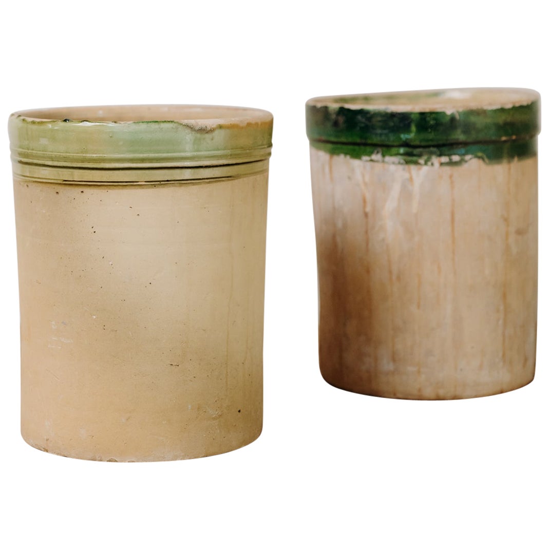 19th century greenglazed terra cotta vases
