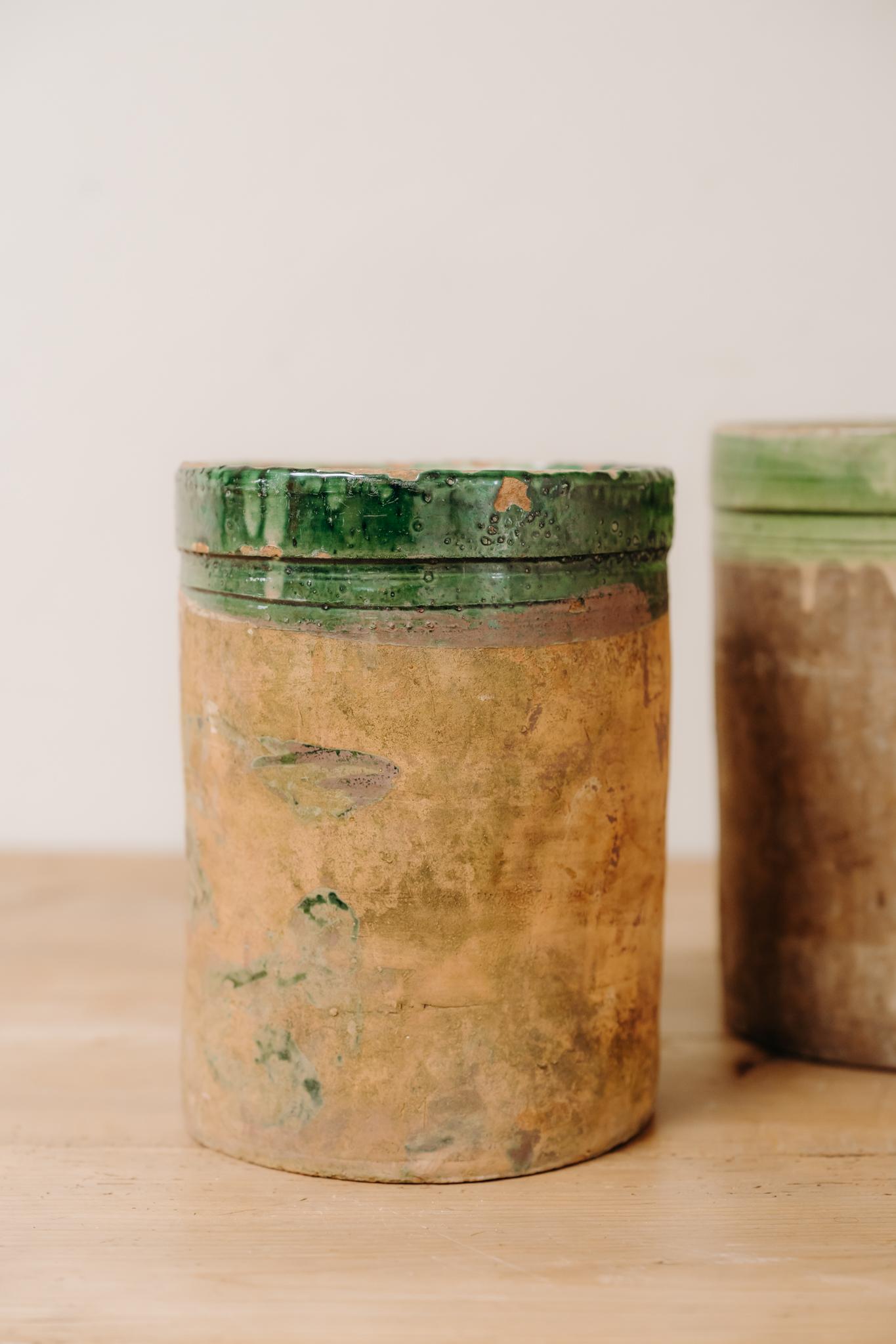 19th century greenglazed vases For Sale 3