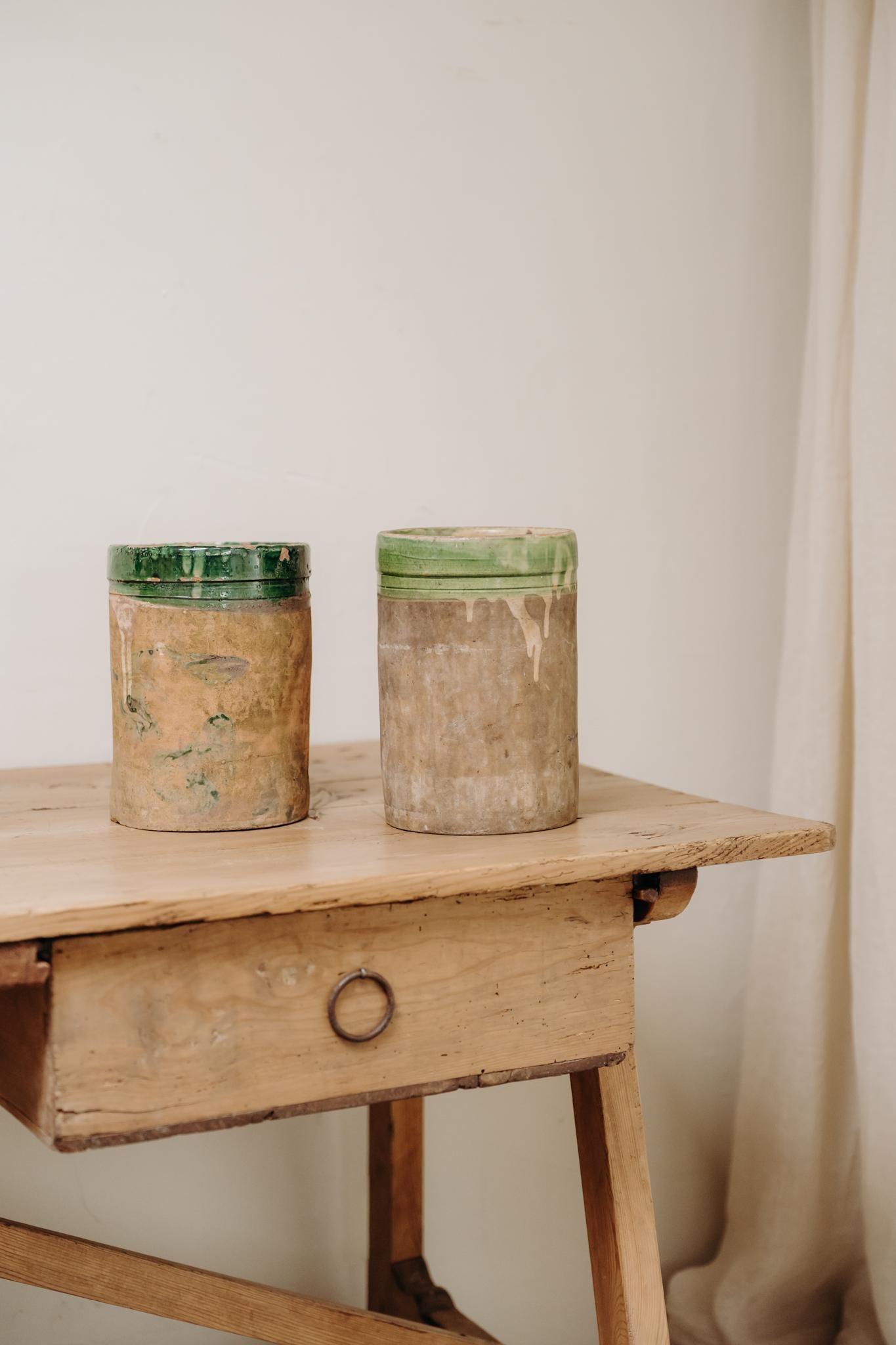 Italian 19th century greenglazed vases For Sale