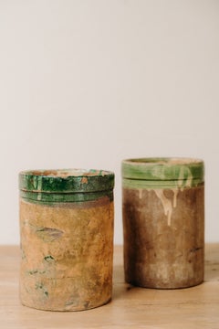 19th century greenglazed vases