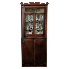19th century Gregorian corner display case / bookcase  Antique mahogany corner c