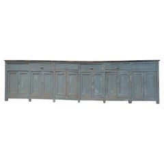 19th Century Grey-Blue French Provencal Pinewood Credenza - Antique Sideboard