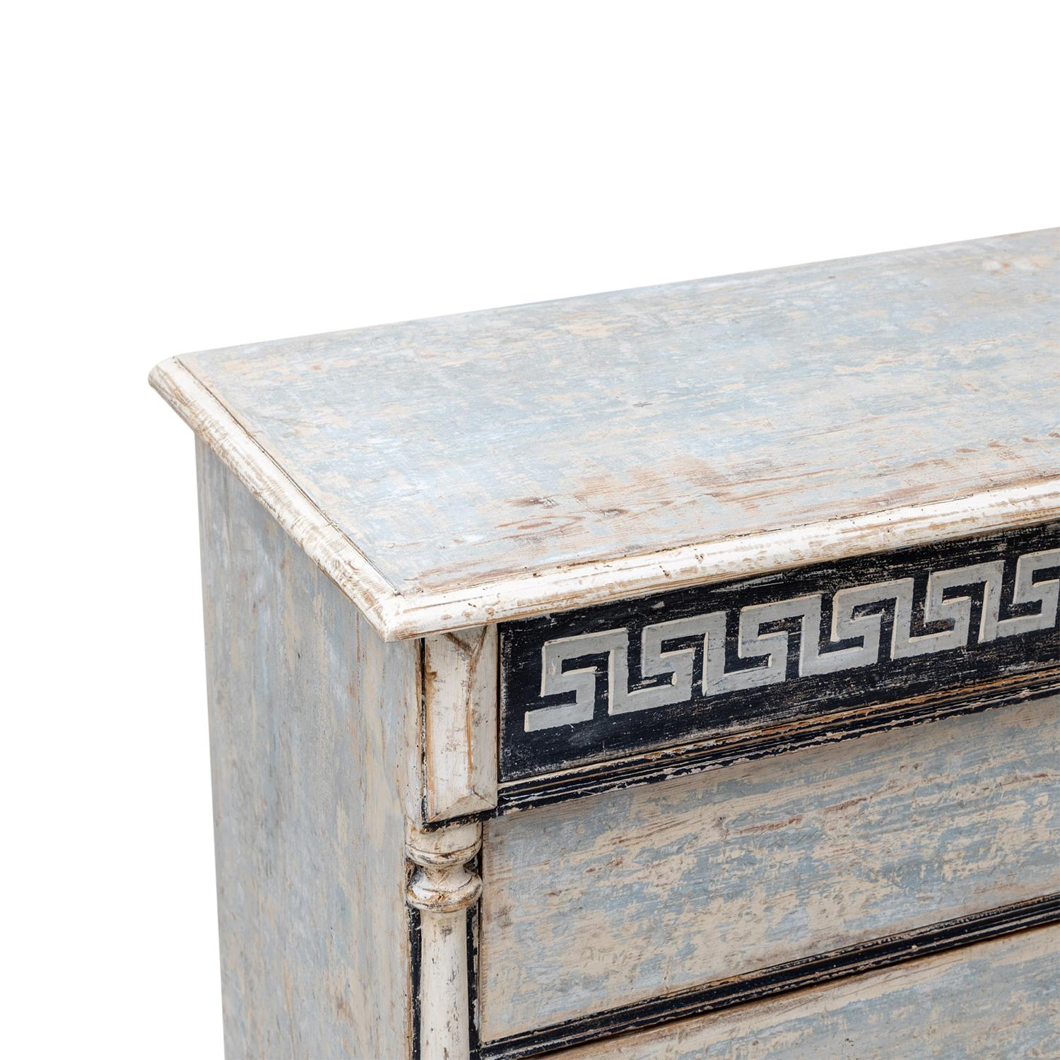 19th Century Grey-Blue Swedish Gustavian Pinewood Chest of Drawers, Commode 2