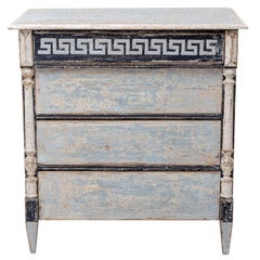 19th Century Grey-Blue Swedish Gustavian Pinewood Chest of Drawers, Commode