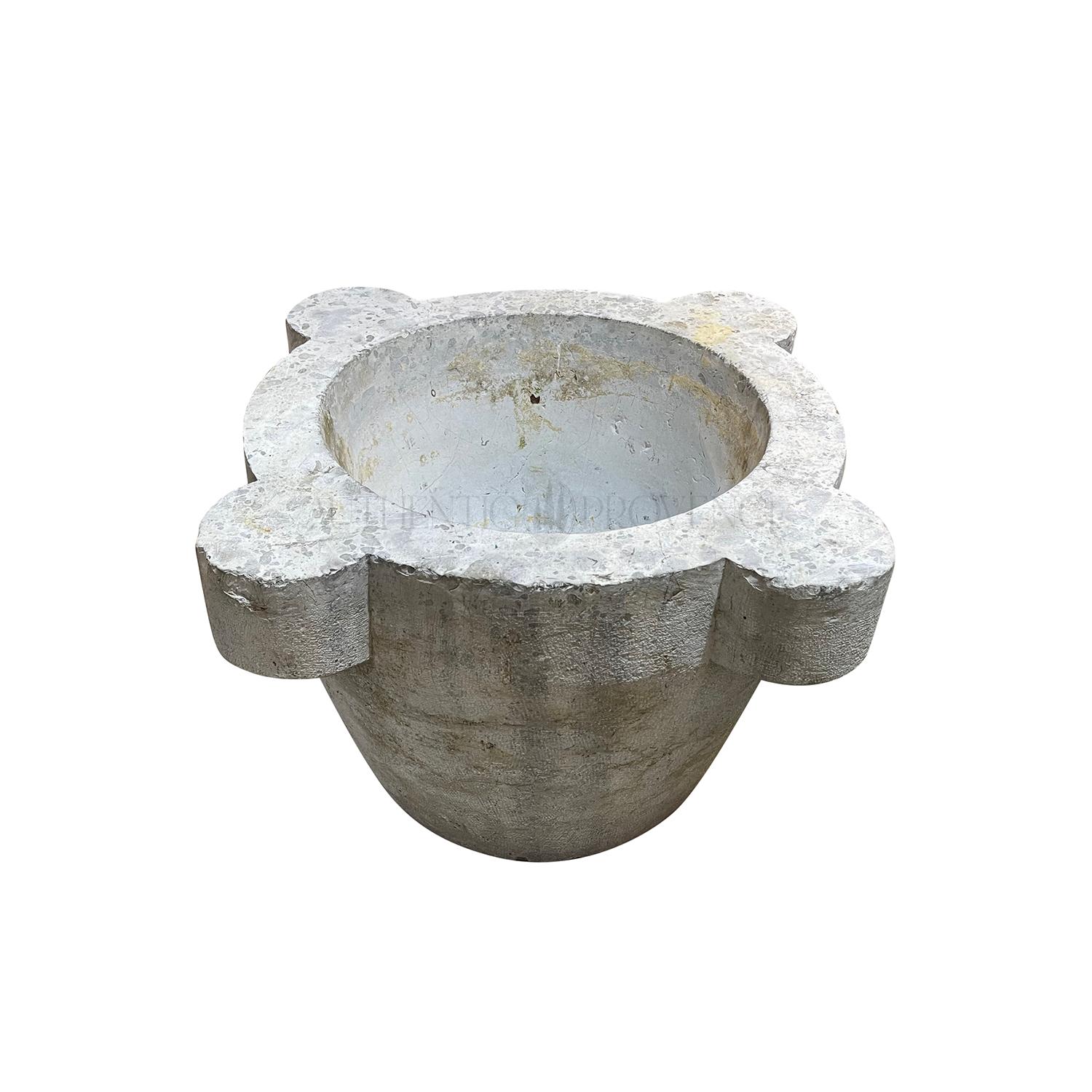 19th Century Grey-Brown Italian Oversized Marble Mortar & Pestle, Antique Décor For Sale 1