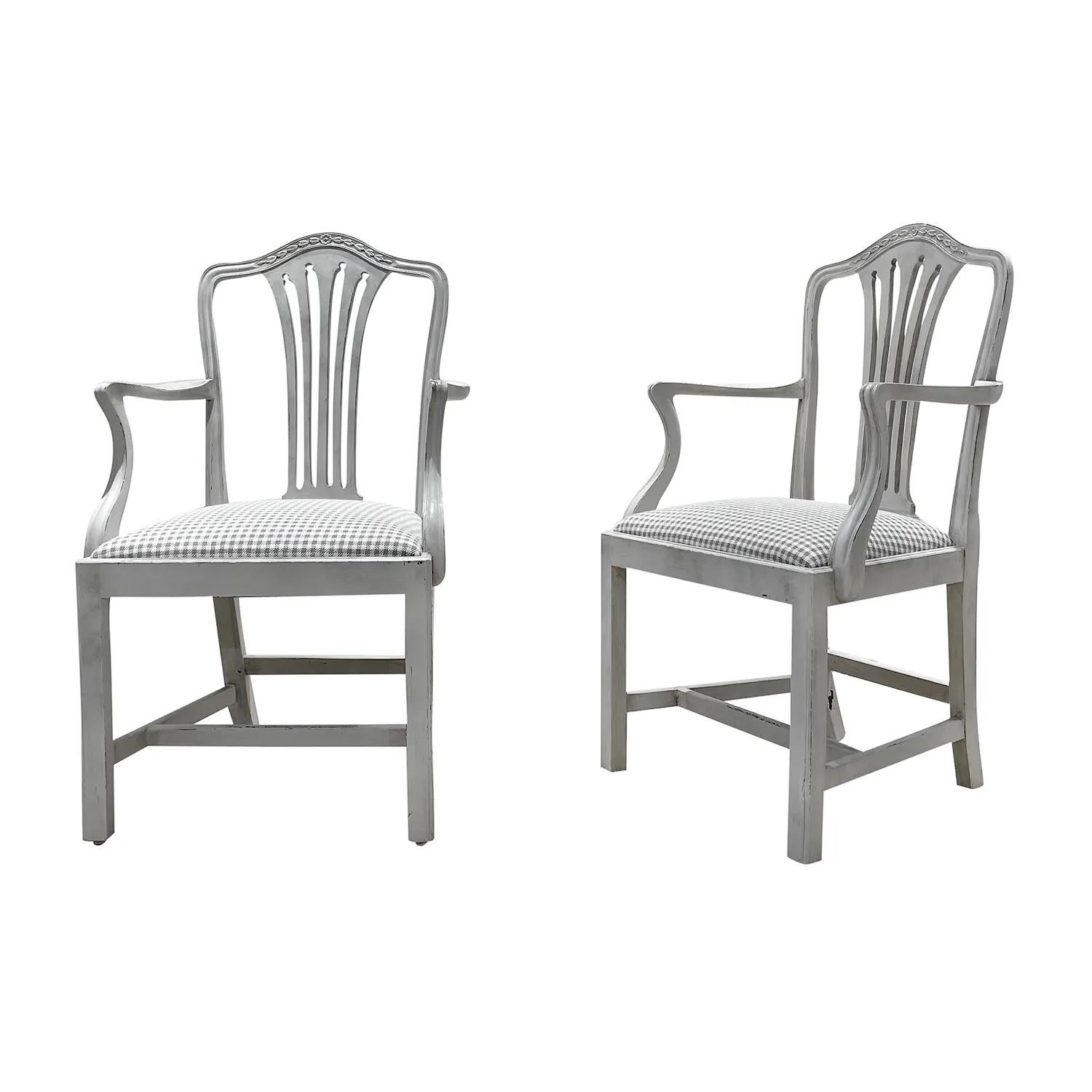 Fabric 19th Century Grey Danish Gustavian Set of Eight Scandinavian Dining Room Chairs For Sale