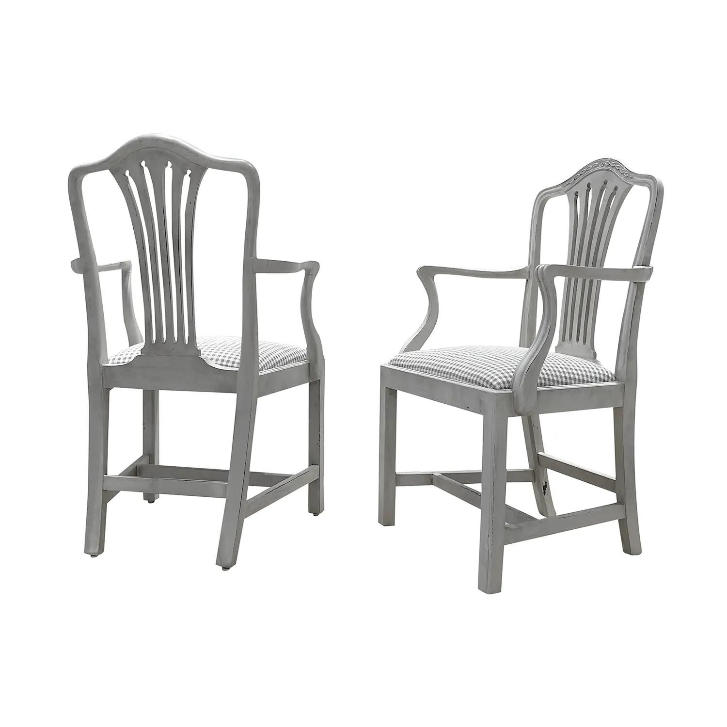 19th Century Grey Danish Gustavian Set of Eight Scandinavian Dining Room Chairs For Sale 1