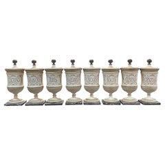 19th Century Grey Italian Antique Set of Eight Pinewood Pharmacy Containers