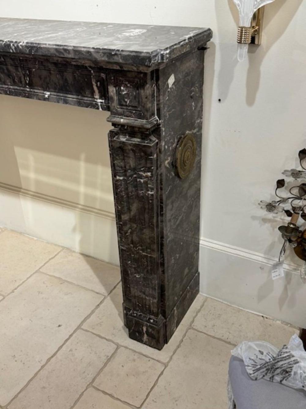 19th Century Grey Marble Mantel In Good Condition For Sale In Dallas, TX