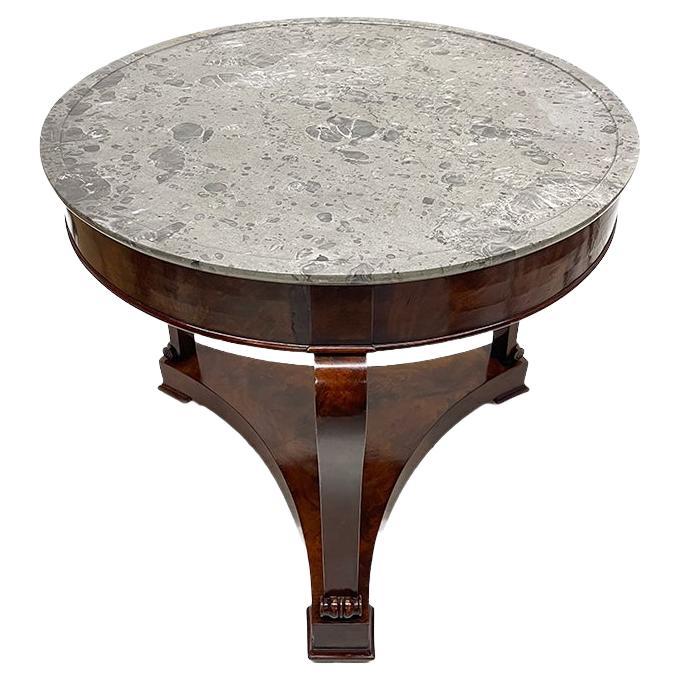 Table à plateau de marbre gris Charles X du 19ème siècle