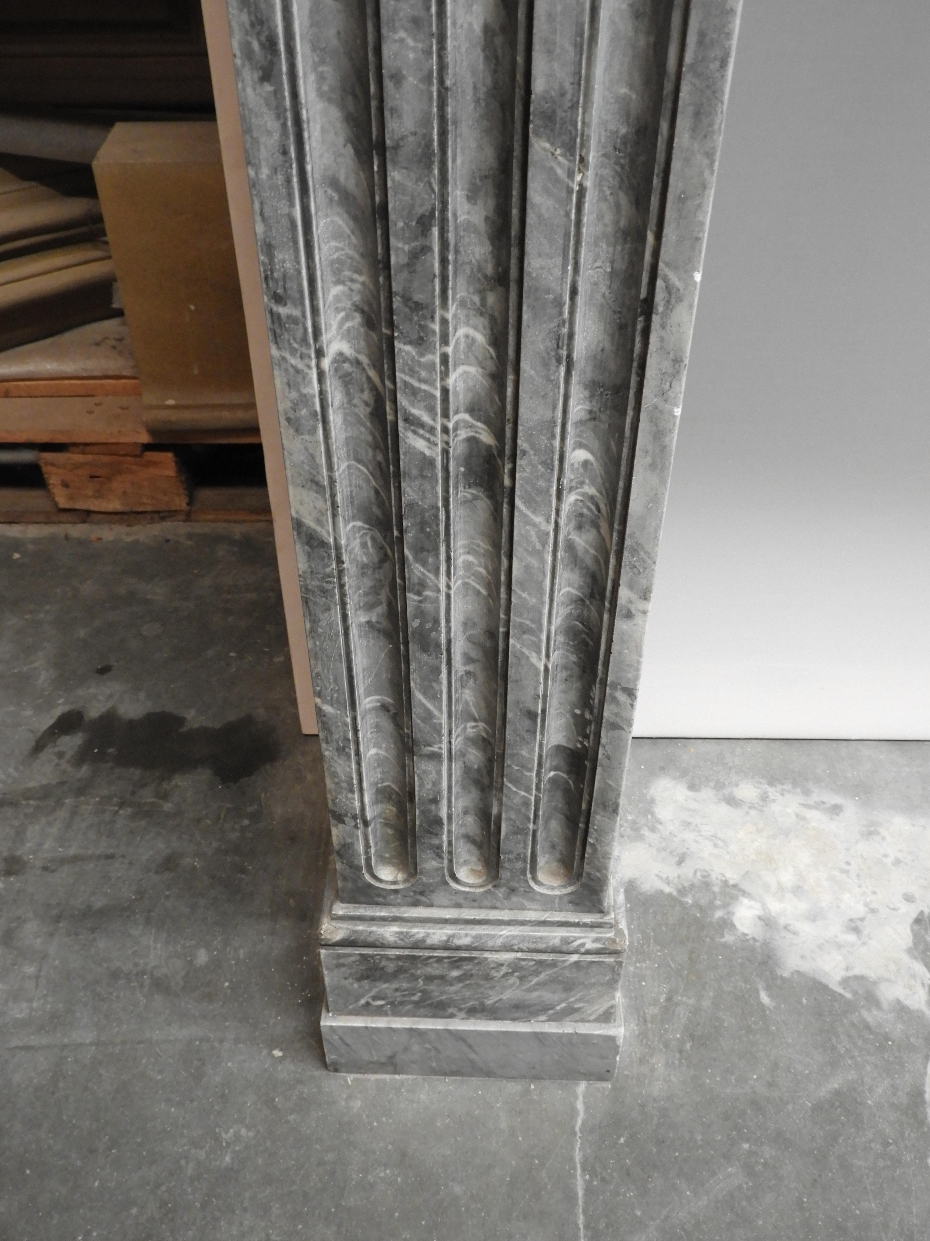 19th Century Grey Solid Marble Fireplace For Sale 7