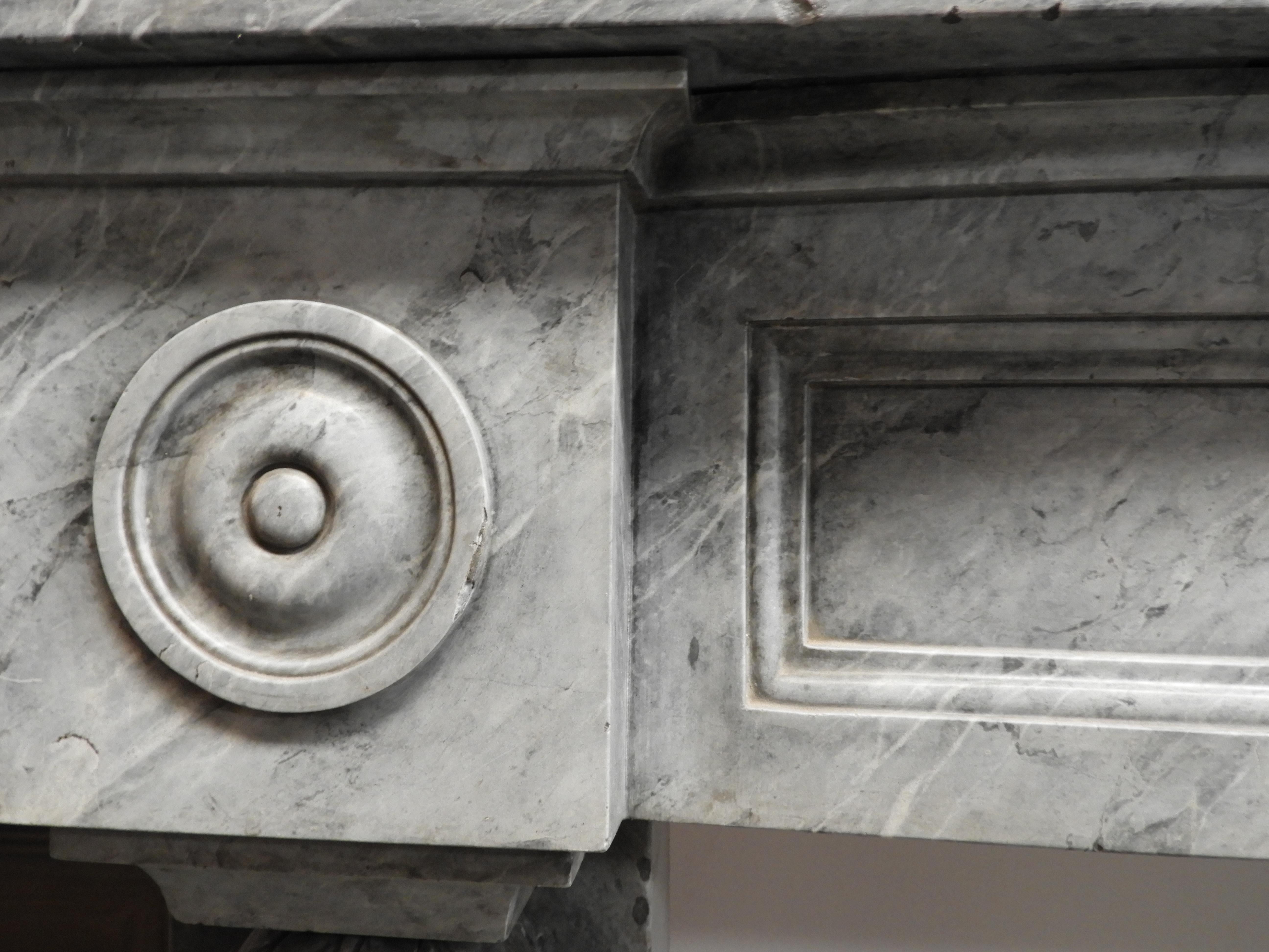 19th Century Grey Solid Marble Fireplace For Sale 9