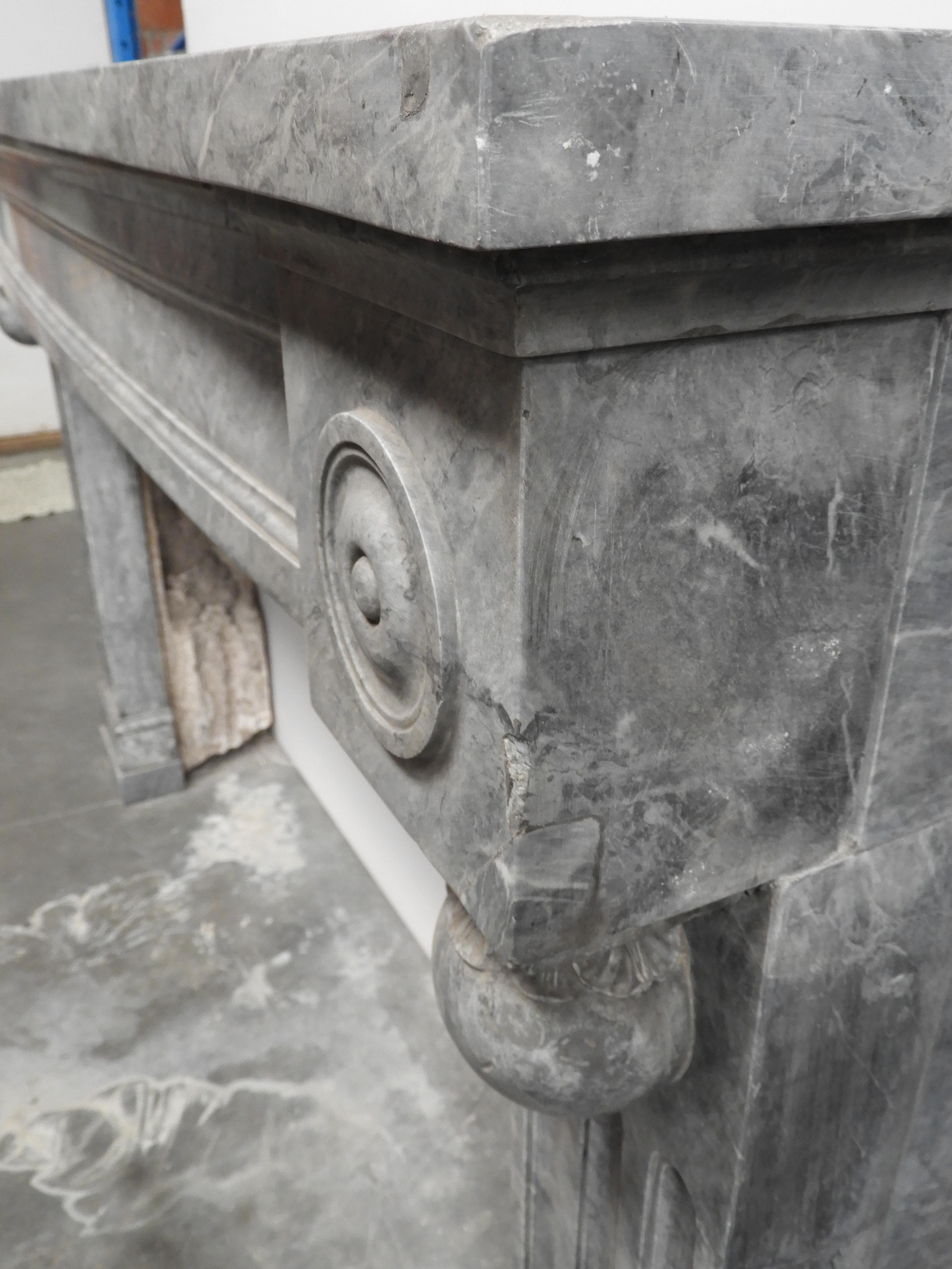 19th Century Grey Solid Marble Fireplace For Sale 10
