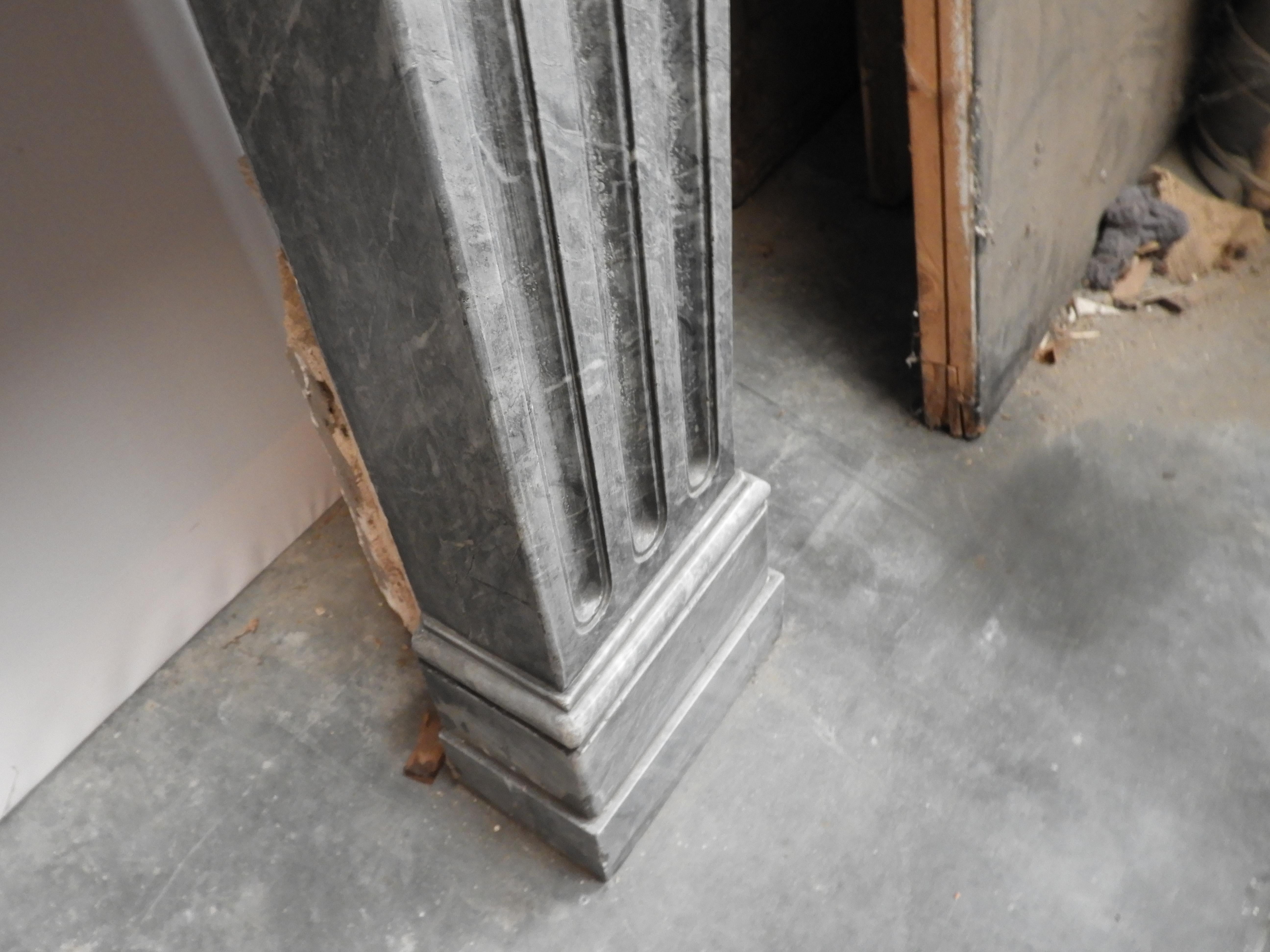19th Century Grey Solid Marble Fireplace For Sale 13