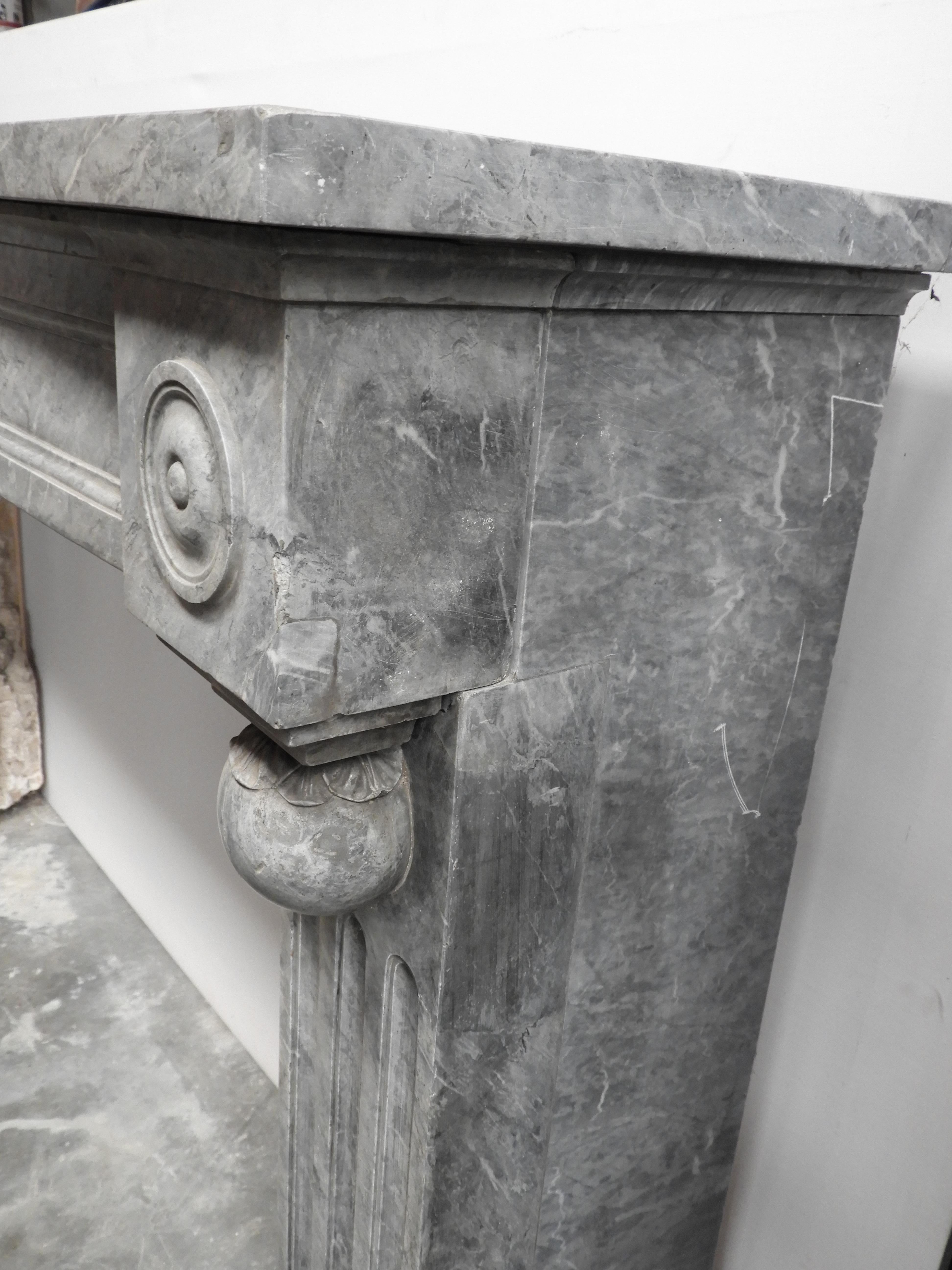 19th Century Grey Solid Marble Fireplace For Sale 14
