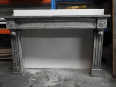 19th Century Grey Solid Marble Fireplace