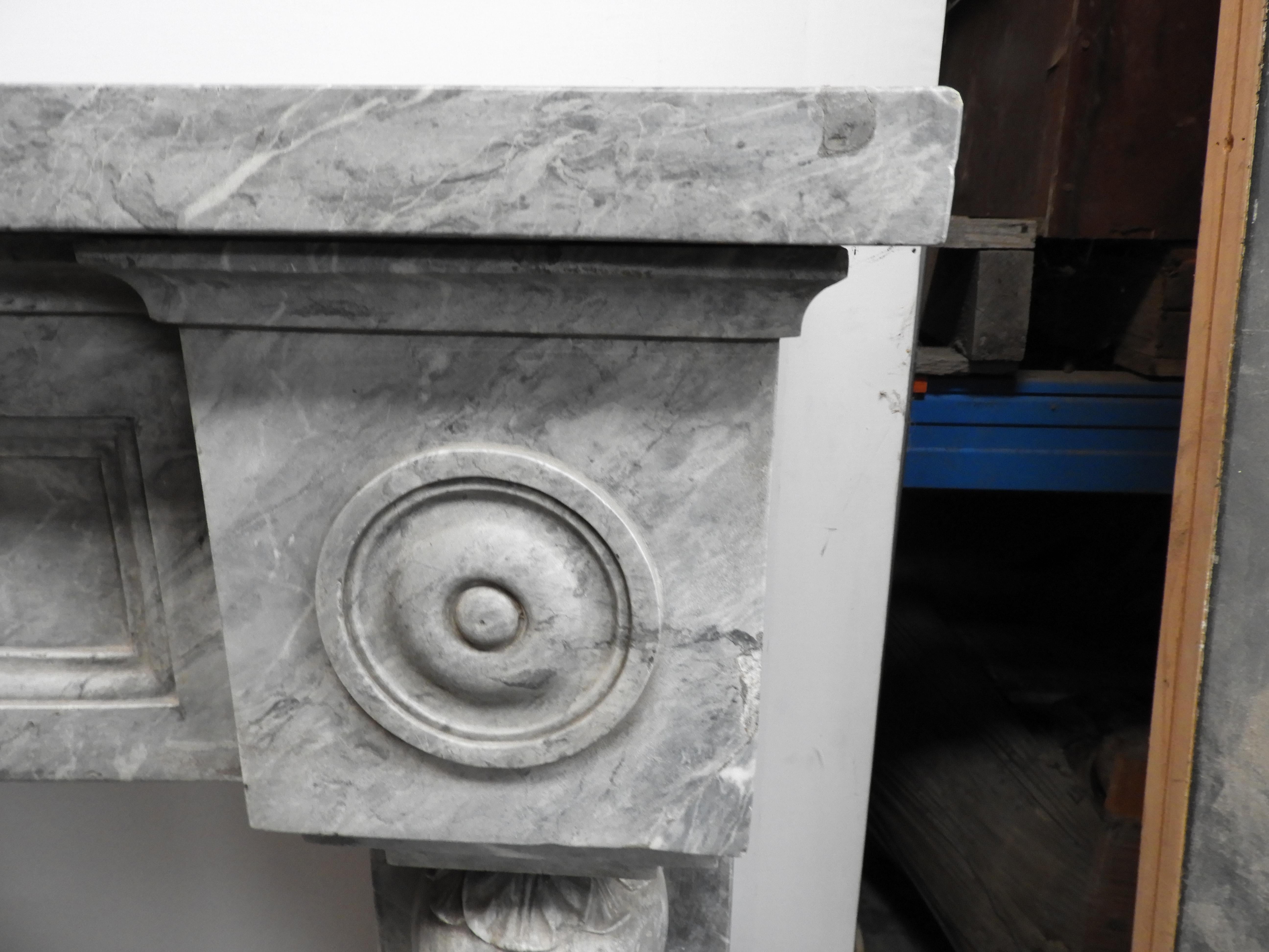 Other 19th Century Grey Solid Marble Fireplace For Sale