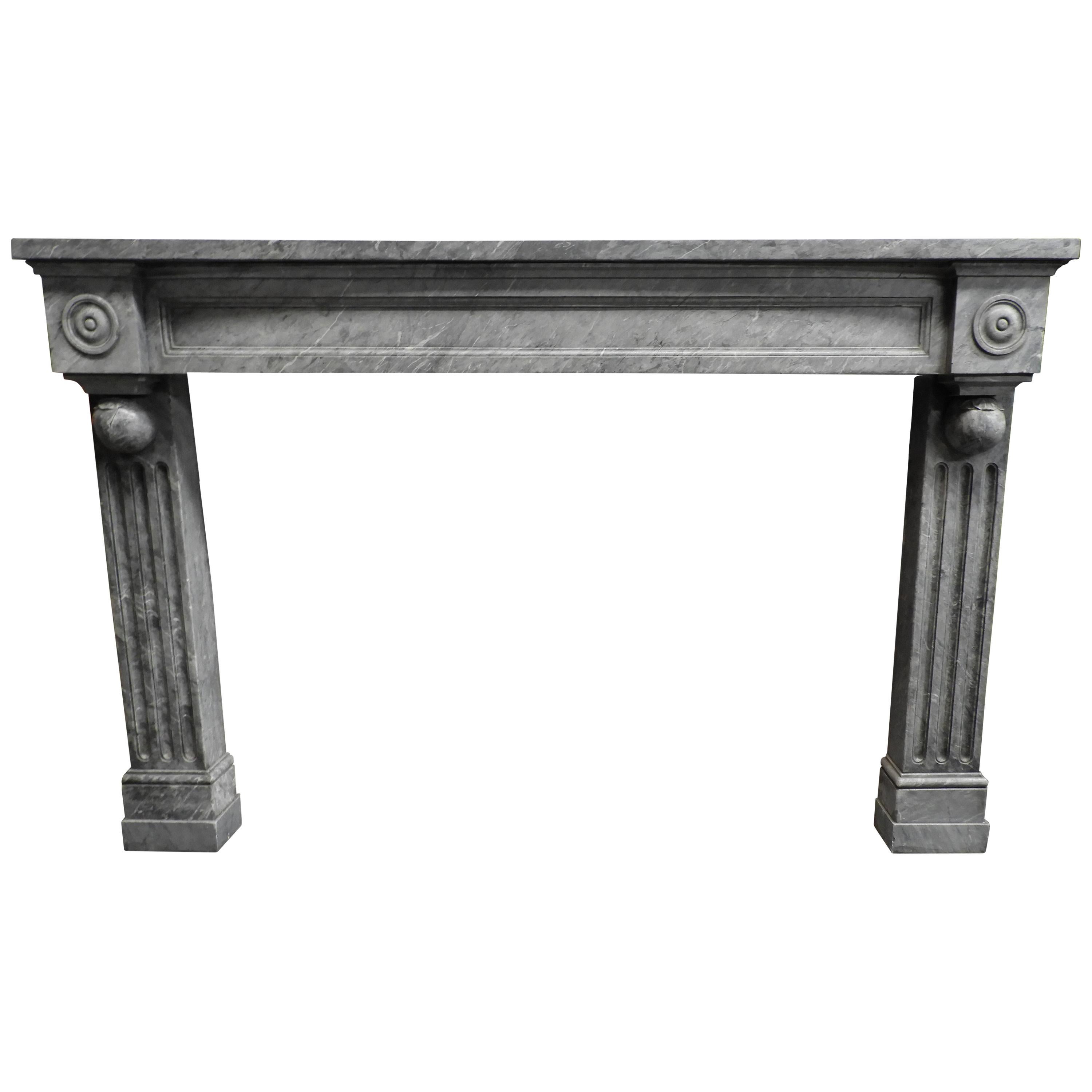 19th Century Grey Solid Marble Fireplace For Sale