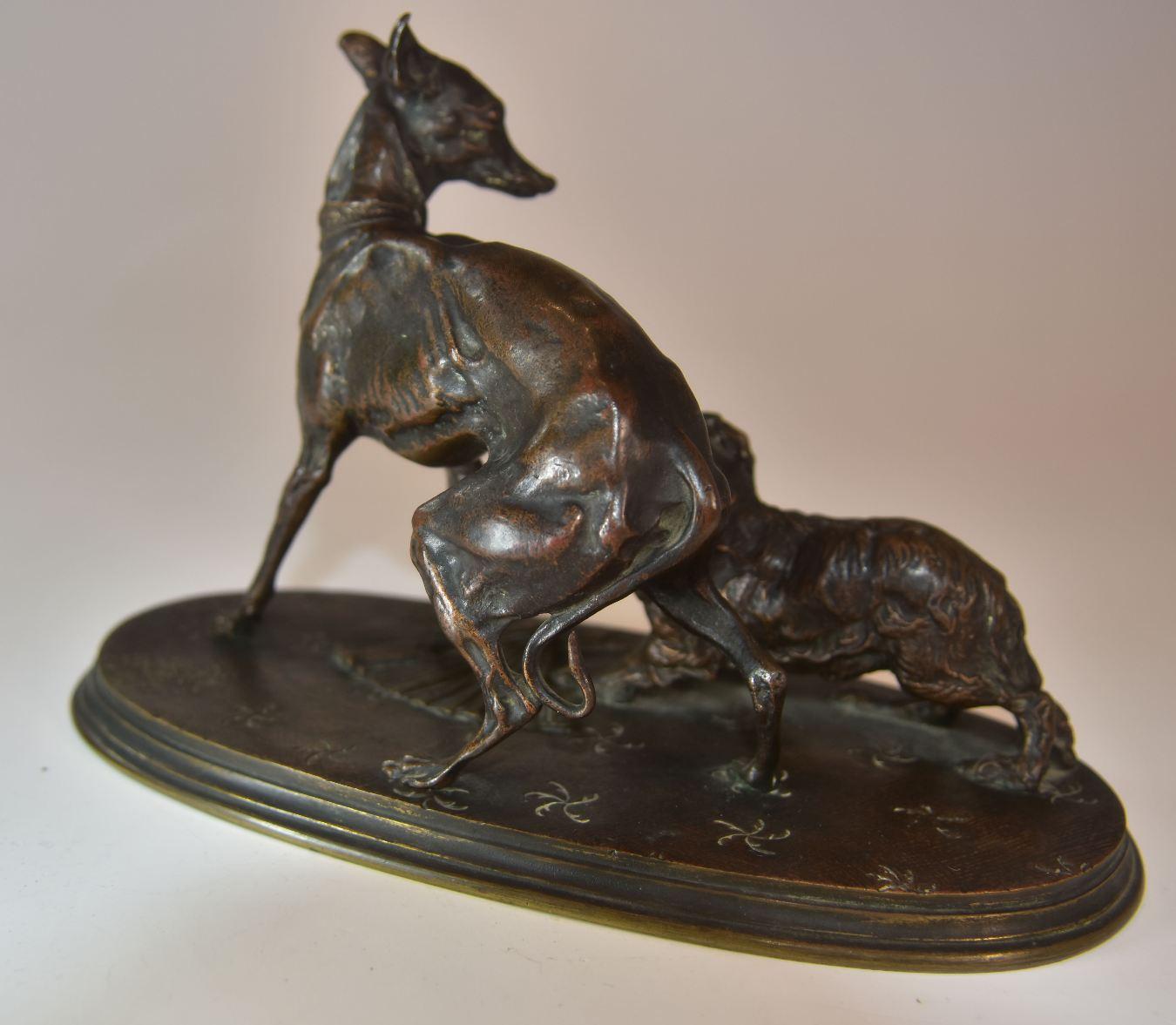 19th Century Greyhound and Pekingese Bronze Salon Dogs P. J Mène For Sale 2
