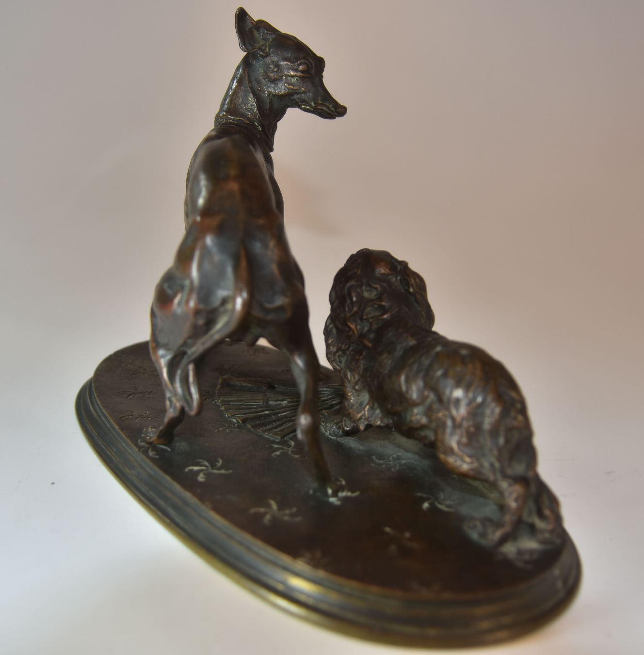 19th Century Greyhound and Pekingese Bronze Salon Dogs P. J Mène For Sale 3