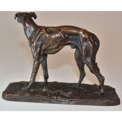 19th Century Greyhound Animal Bronze by Pj Mène
