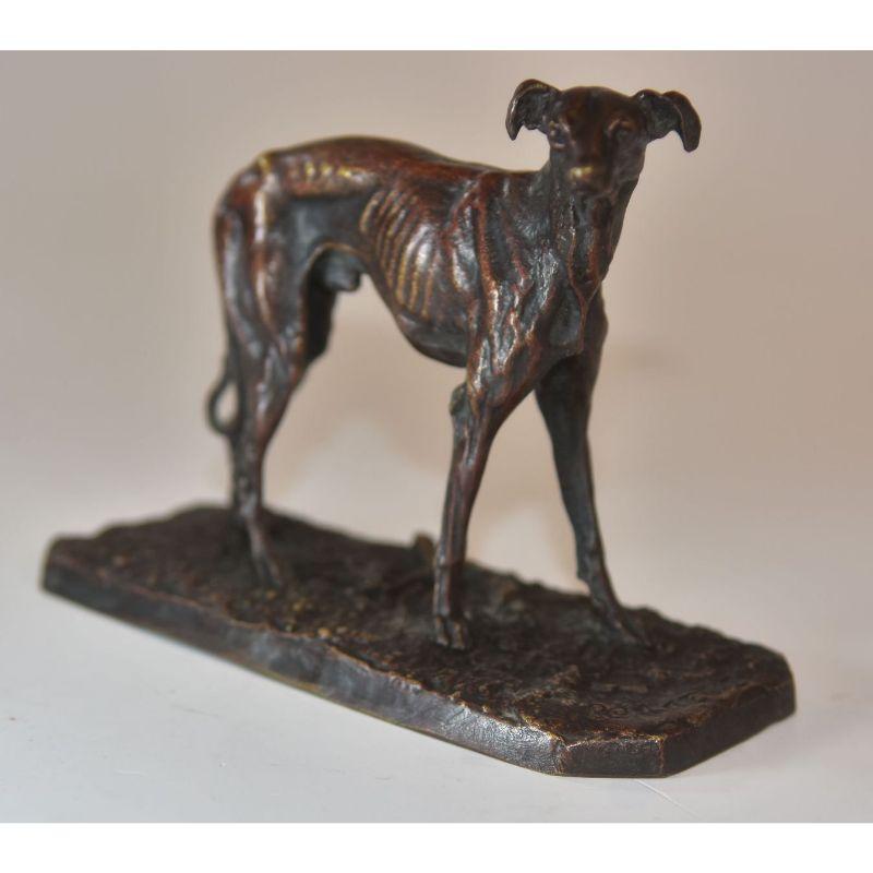 Patinated 19th Century Greyhound Animal Bronze by Pj Mène For Sale