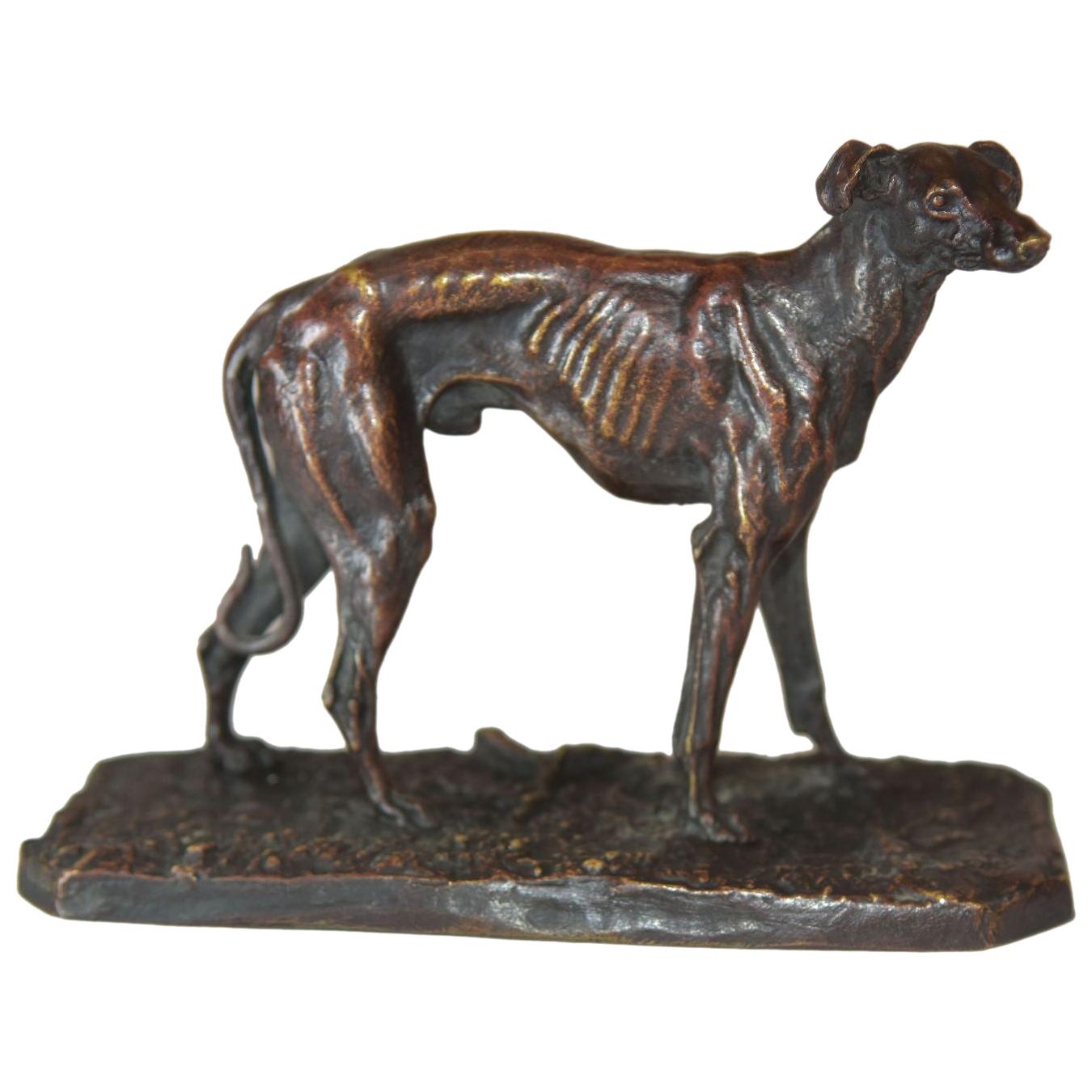 windhund aus Bronze des 19. Jahrhunderts von P.J Mêne