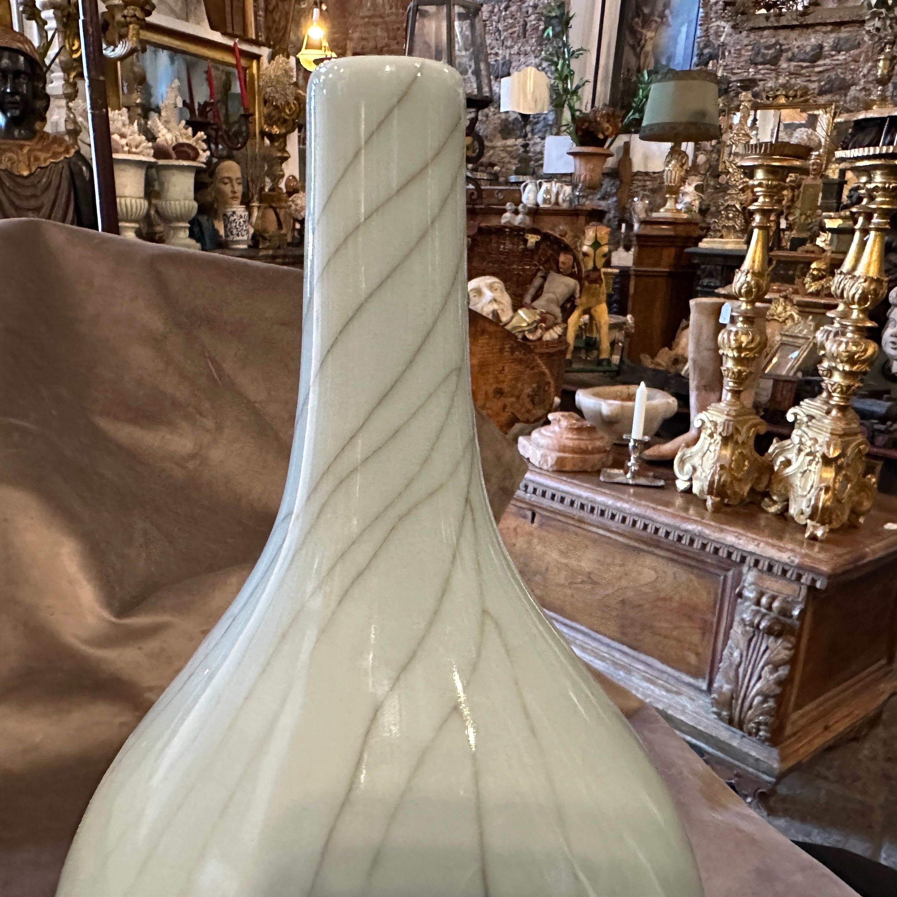 19th Century Greyish Celadon Glazed Chinese Porcelain Round Vase 2