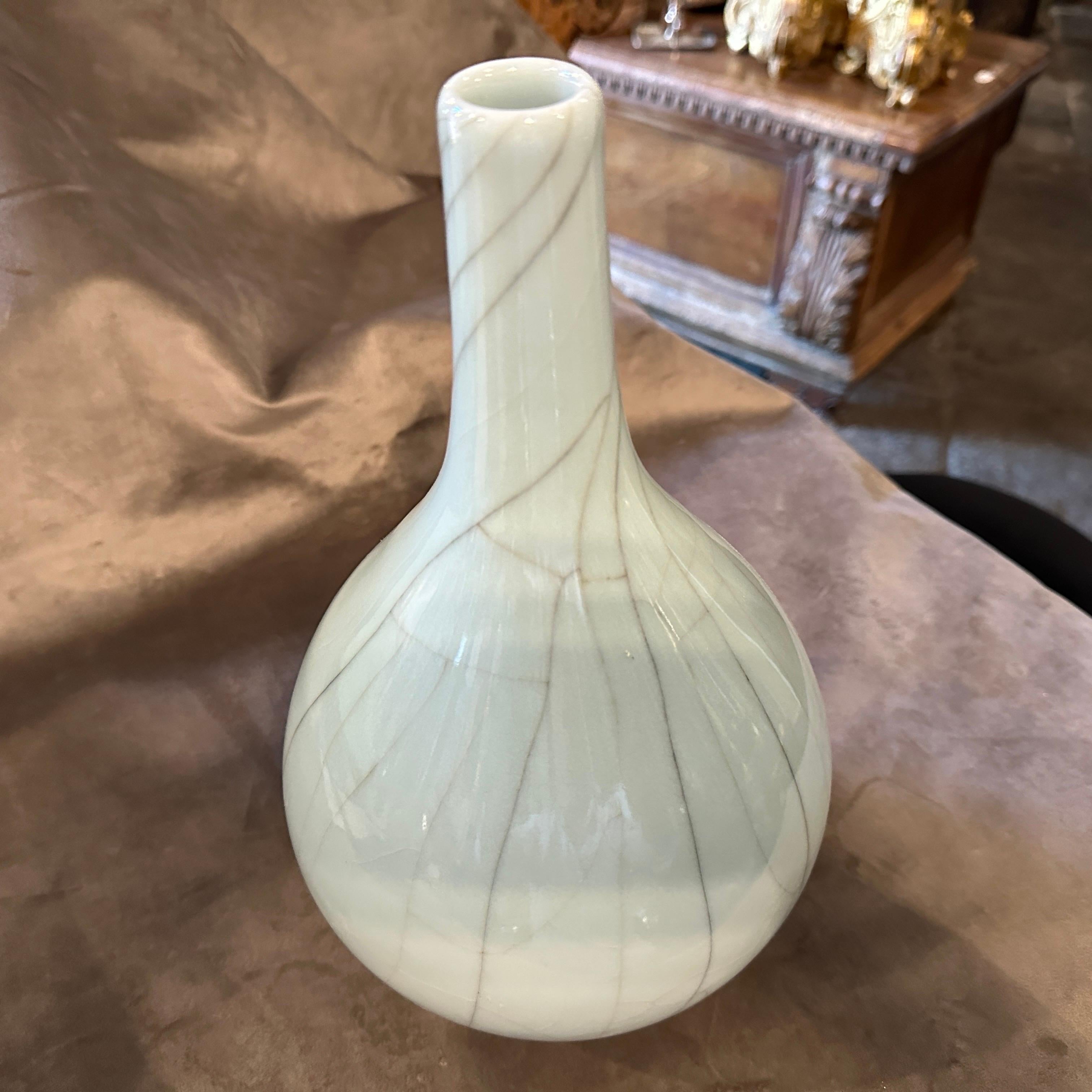 19th Century Greyish Celadon Glazed Chinese Porcelain Round Vase 4