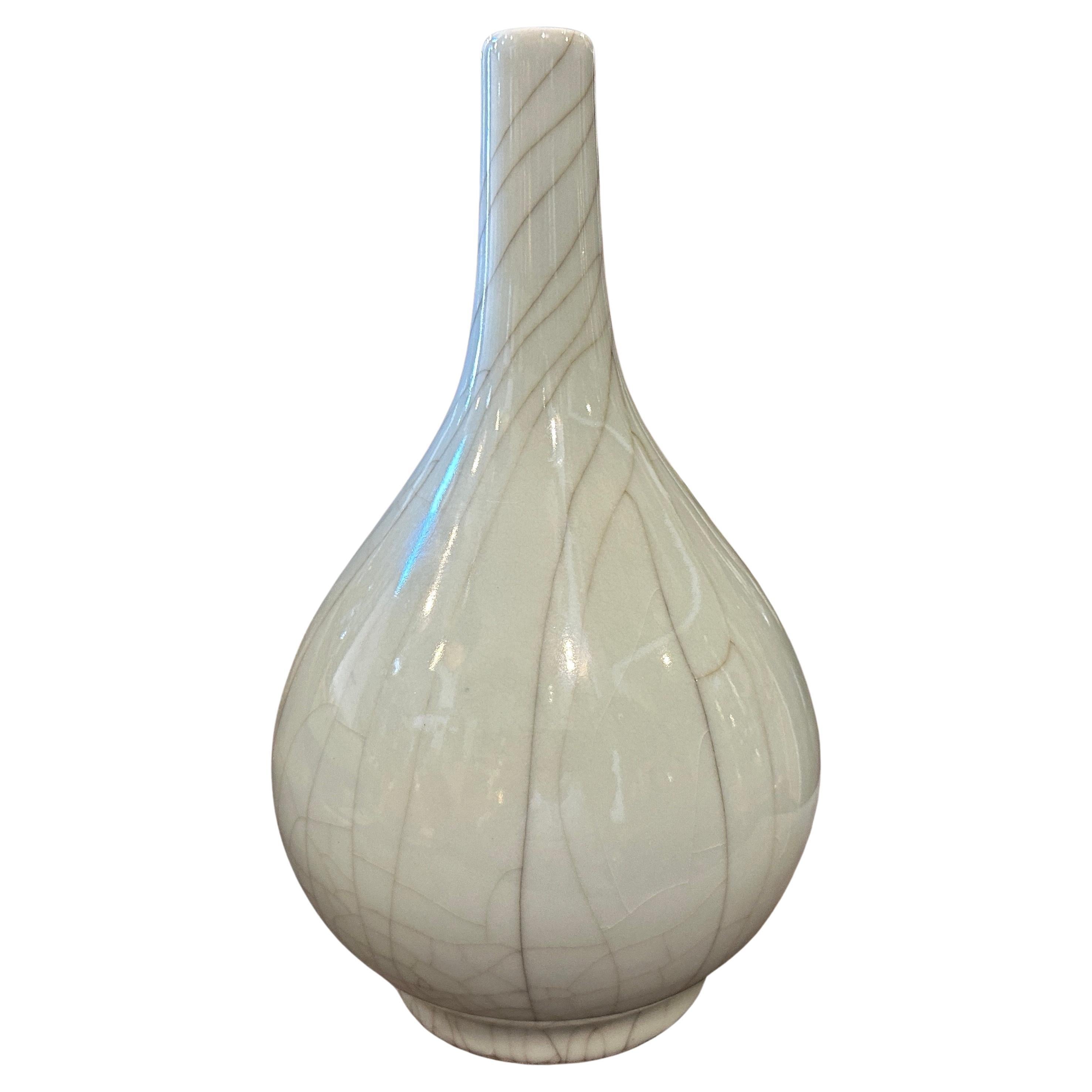 19th Century Greyish Celadon Glazed Chinese Porcelain Round Vase