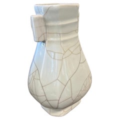 20th Century Greyish Celadon Glazed Chinese Porcelain Vase