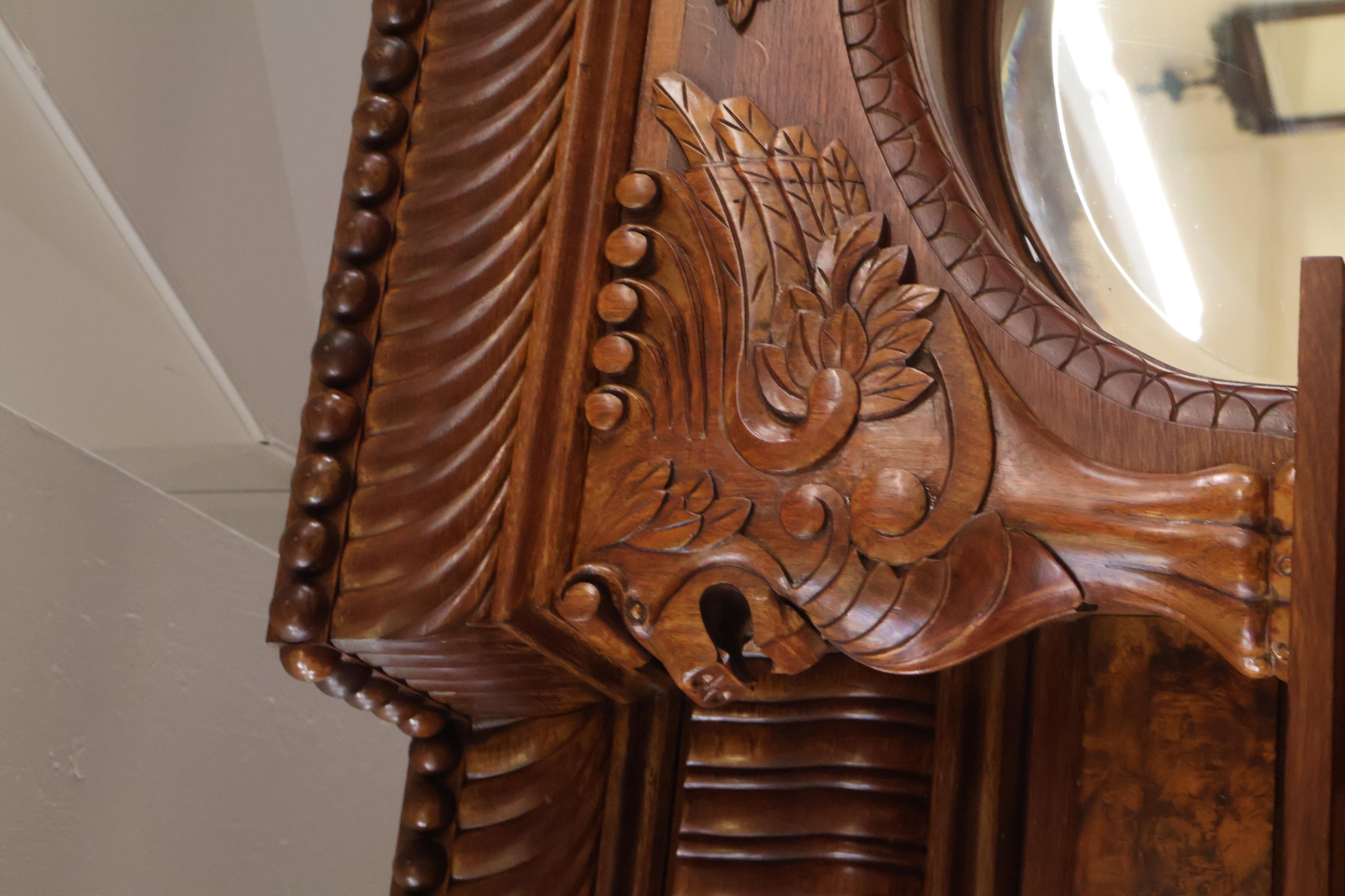 19th Century Griffin Eastlake Burl Walnut Marble Top Buffet Sideboard For Sale 6
