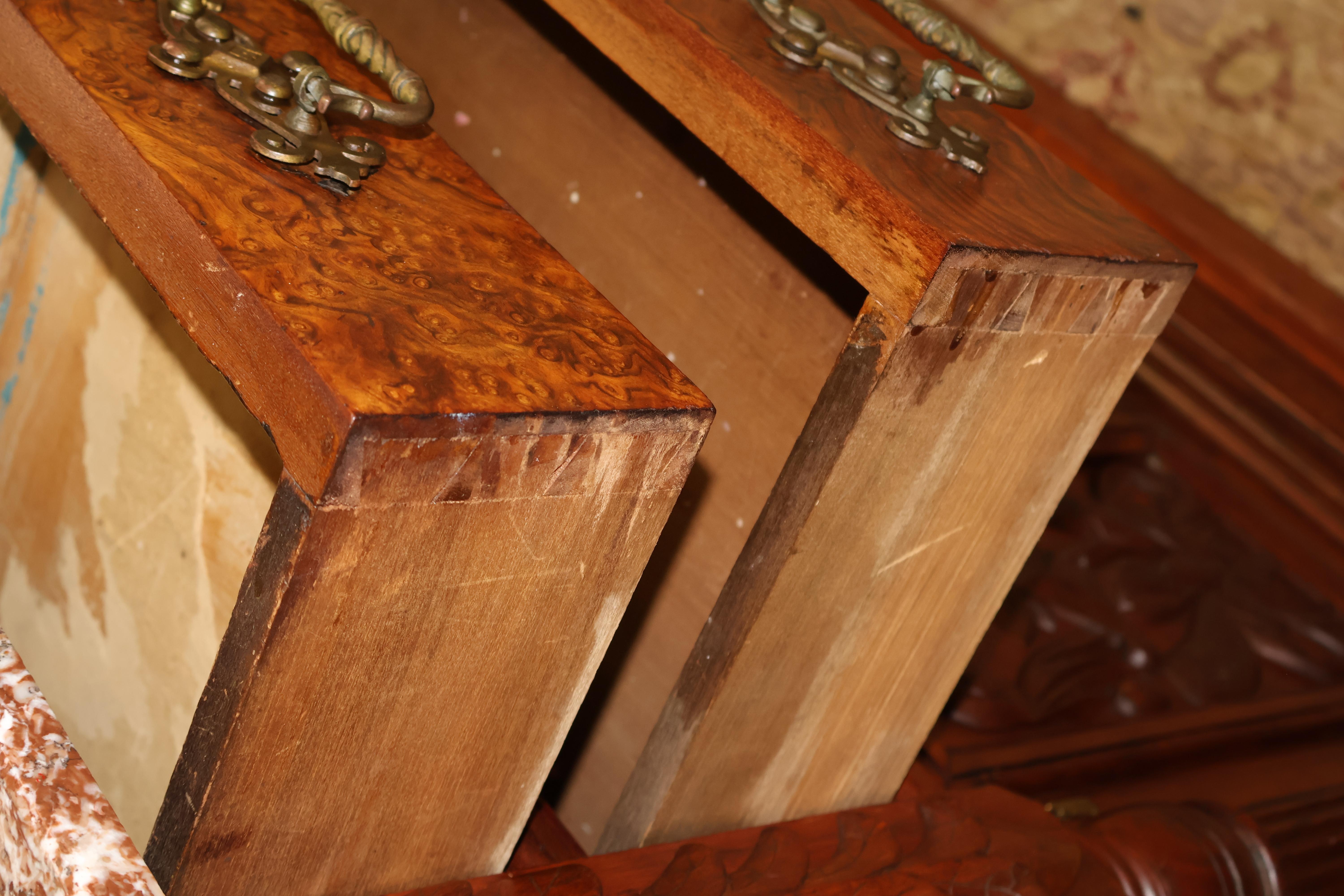 19th Century Griffin Eastlake Burl Walnut Marble Top Buffet Sideboard For Sale 11