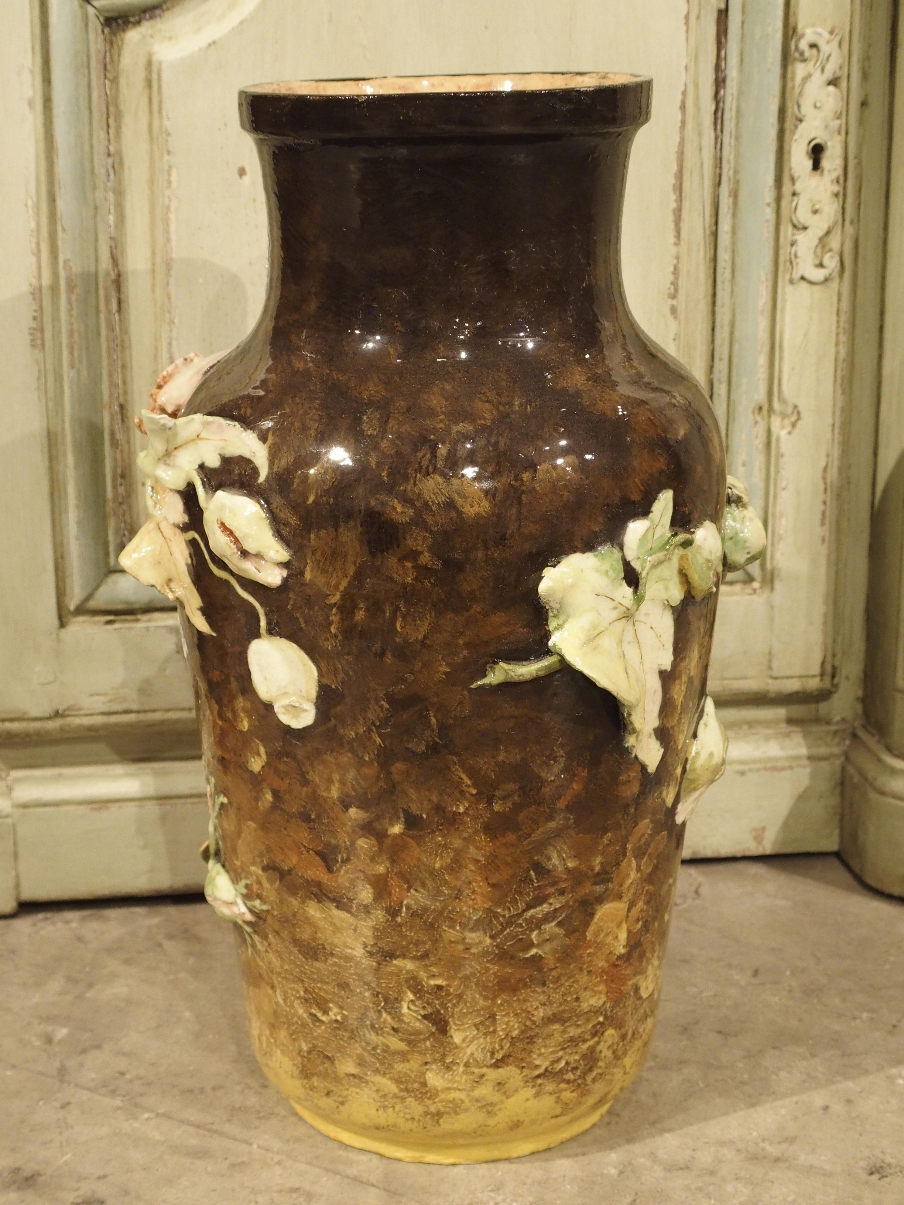 19th Century Gros Relief Barbotine Vase from France 10