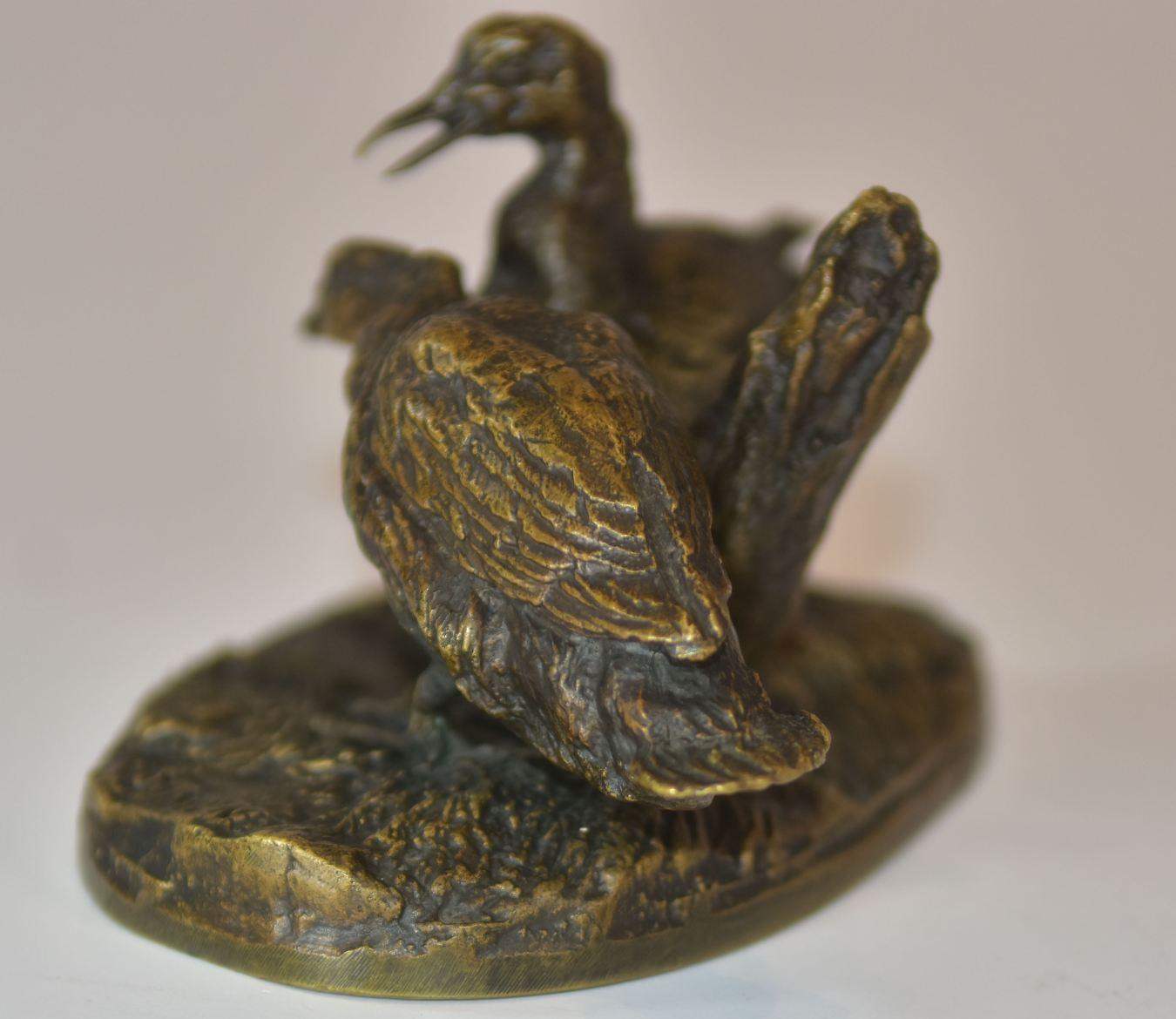 19th Century Group of Ducks in Patinated Bronze Medal of P. J Mène For Sale 1