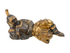 19th Century Group of Three Parcel Gilt Carved Wood Figures of Roman Soldiers