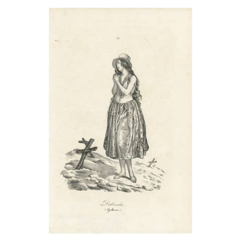 19th Century Guam Mourning Costume Lithograph – Dolorida, Gubam Island