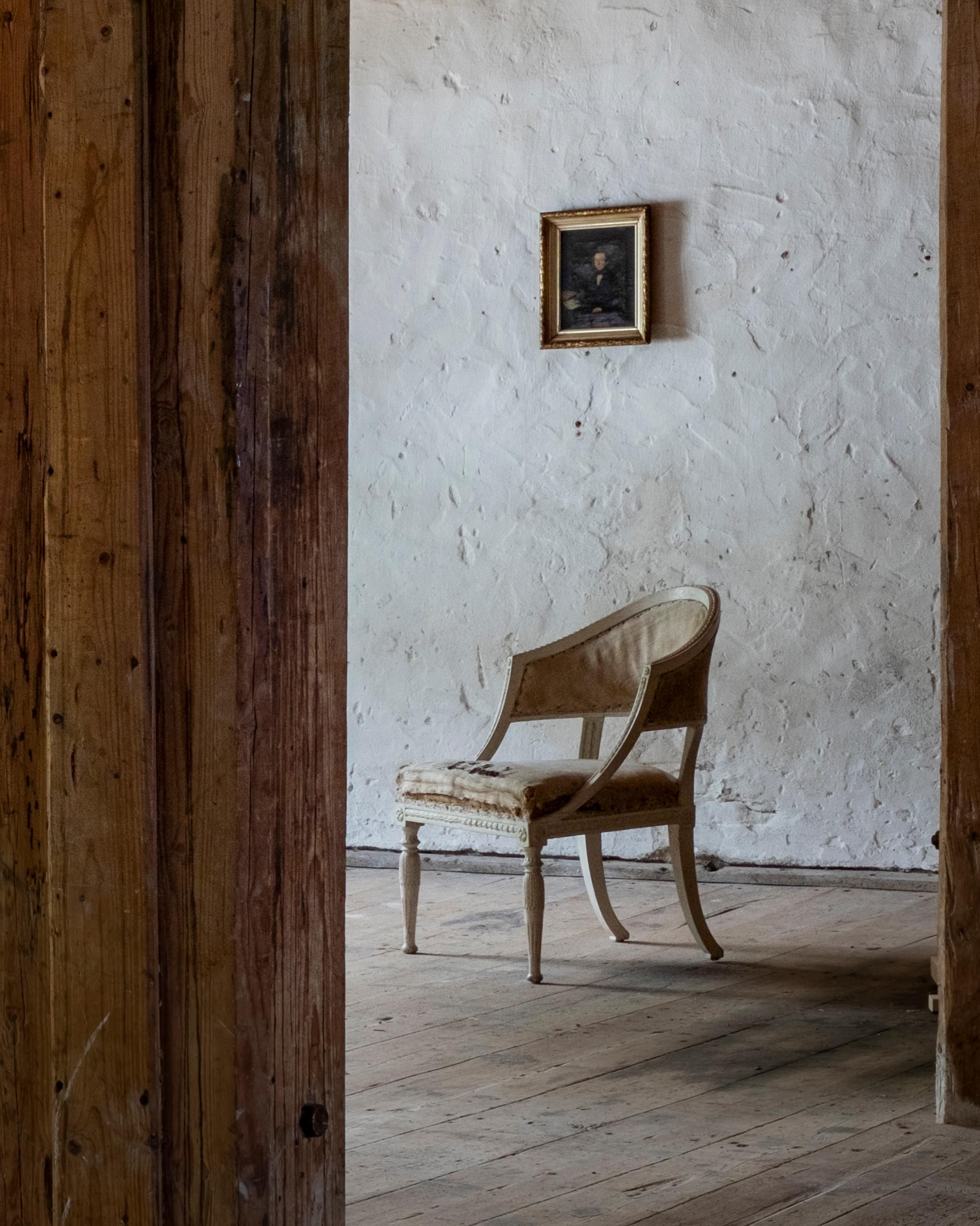 Swedish 19th Century Gustavian Barrel Back Armchairs