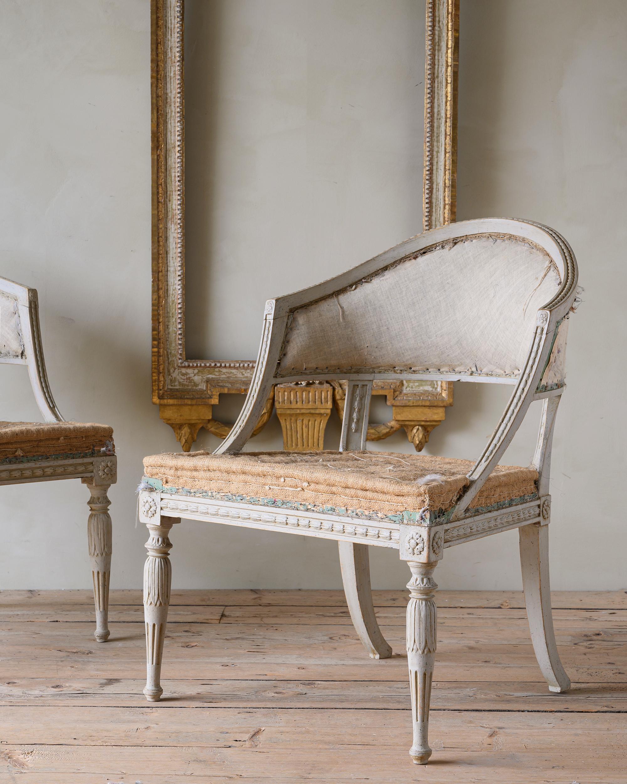 Hand-Crafted 19th Century Gustavian Barrel Back Armchairs