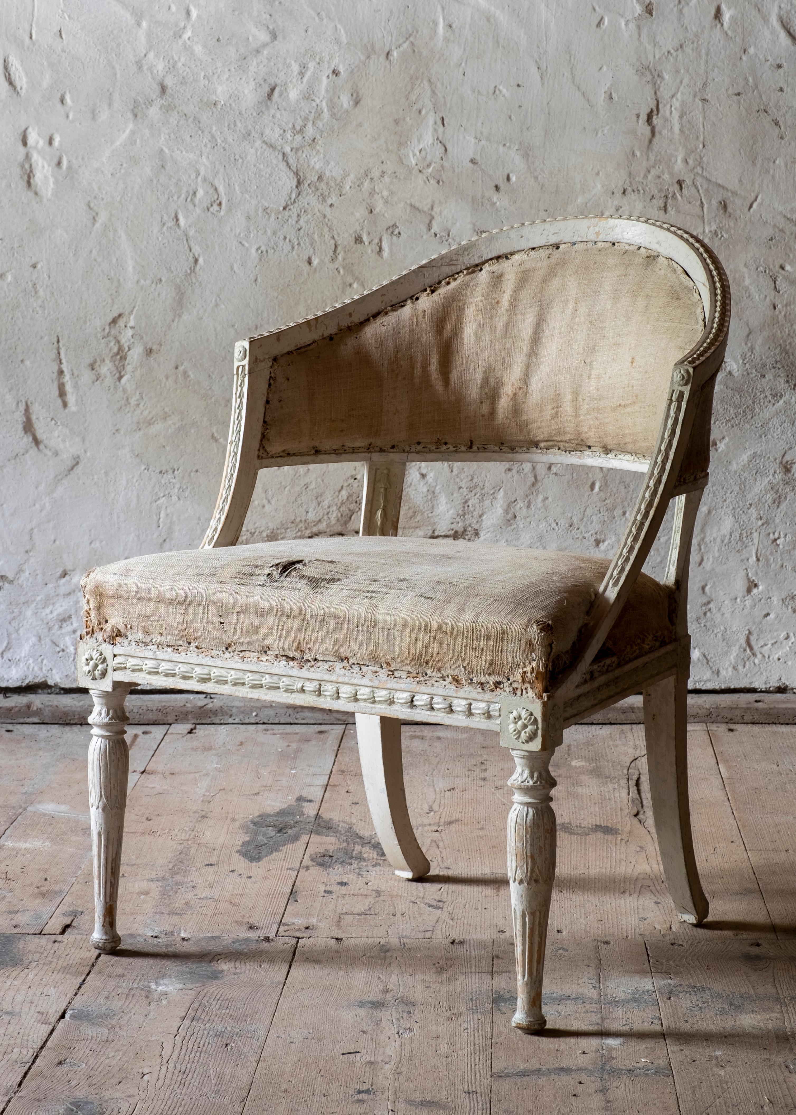 19th Century Gustavian Barrel Back Armchairs In Good Condition In Allerum, SE
