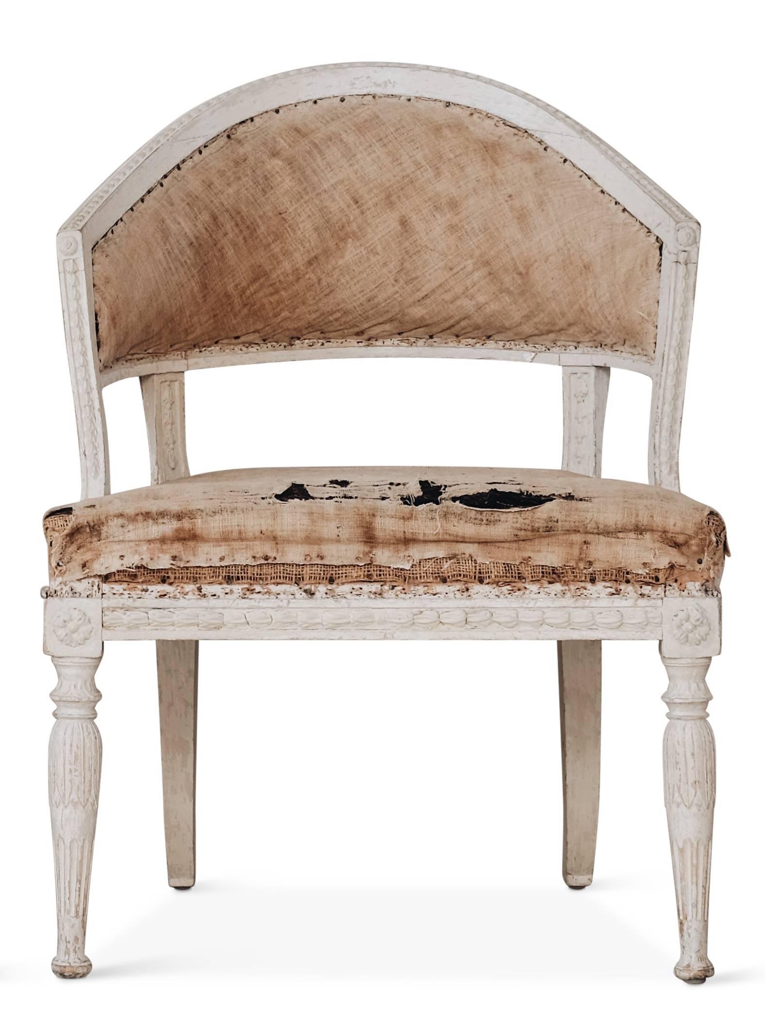 Wood 19th Century Gustavian Barrel Back Armchairs