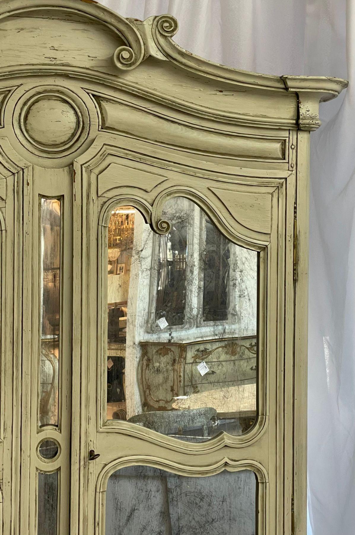 19th Century Gustavian Bookcase Cabinet, Cupboard, Antiqued Mirror, French For Sale 1